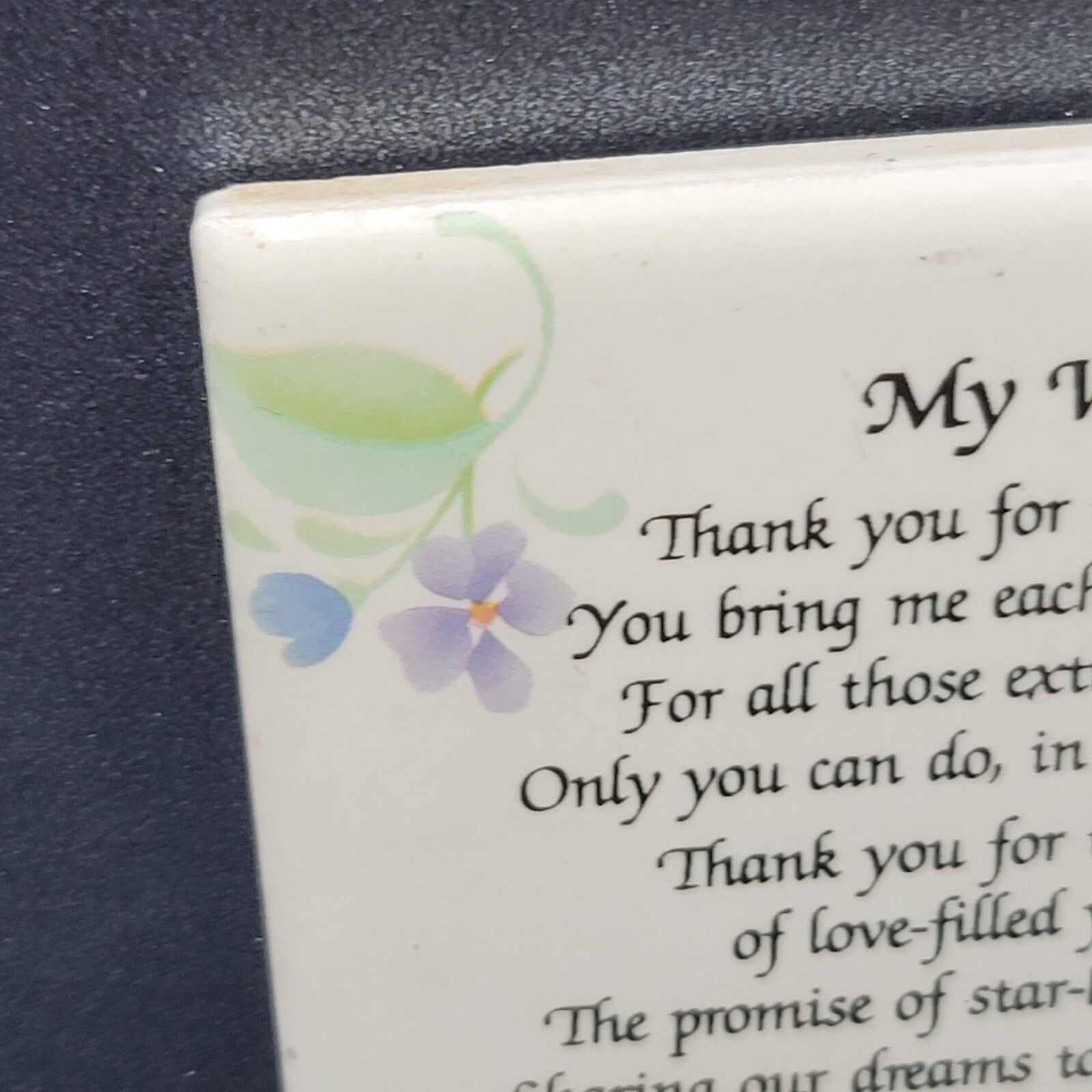Vintage Kat Krafts Stoneware Tile MAGNET My Wife Poem USA Handmade 3"