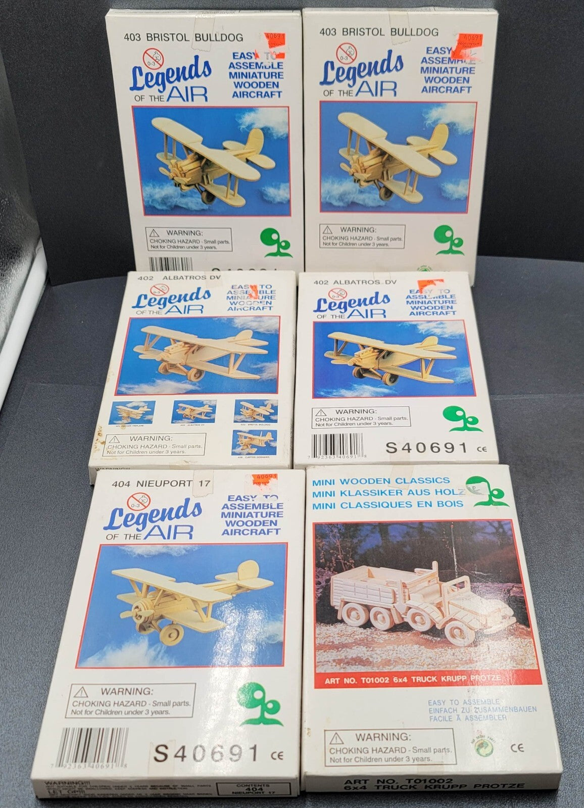 Legends of the Air Balsa wood 3 D models aircraft Complete set of 6 kits New