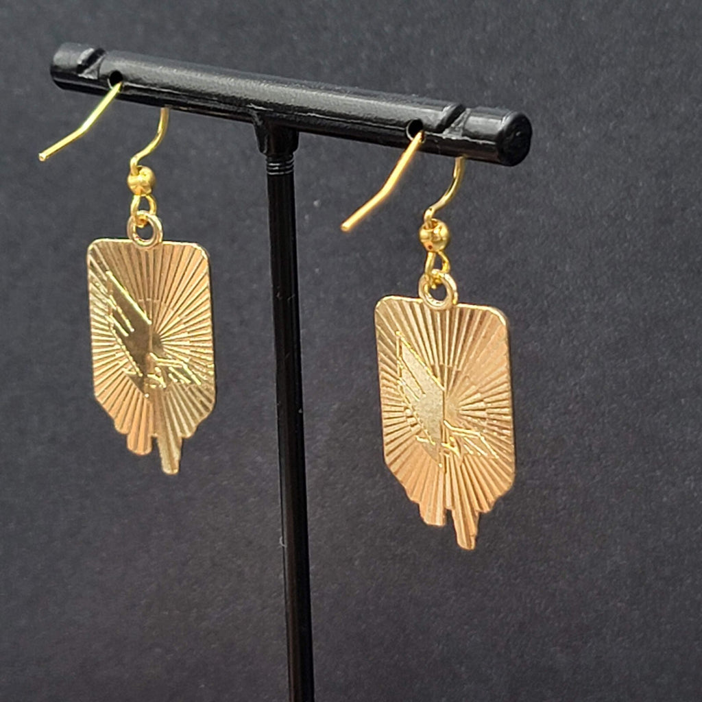 Nurse Pierced Earrings Medical IV Bag Red White Enamel Gold tone Dangle 1"