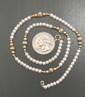 Vintage Elegant Faux Pearl & Gold Plated Beaded Necklace Estate Jewelry 16"