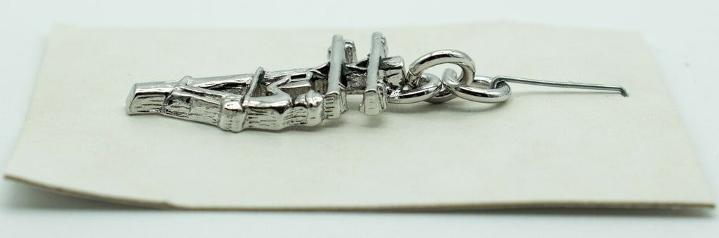 Line Worker Silver tone Dangle Charm Pendant Only 1 1/4"