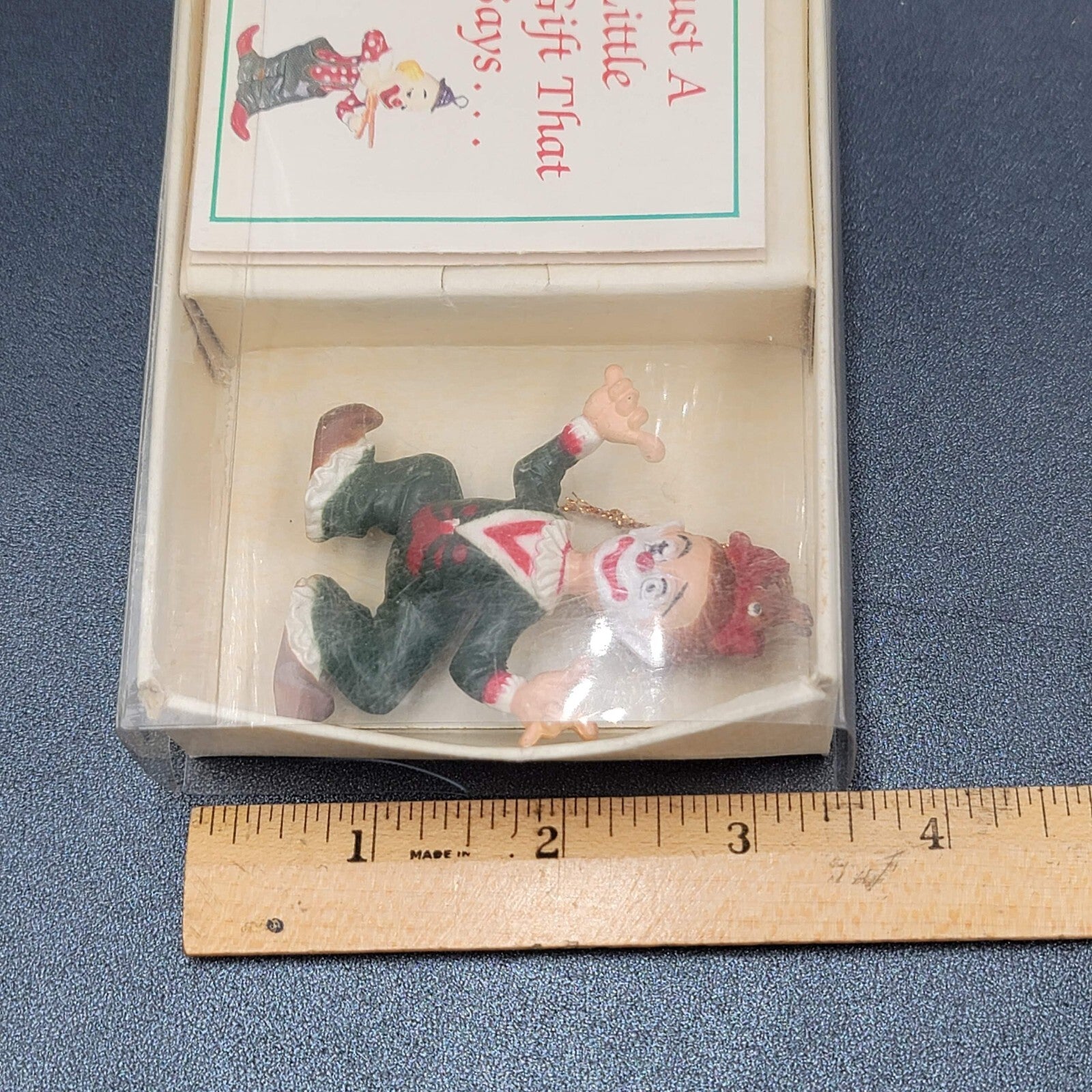 NOS Vintage Bradford Novelty Co CLOWN ORNAMENT With Warmest Wishes 2.75"