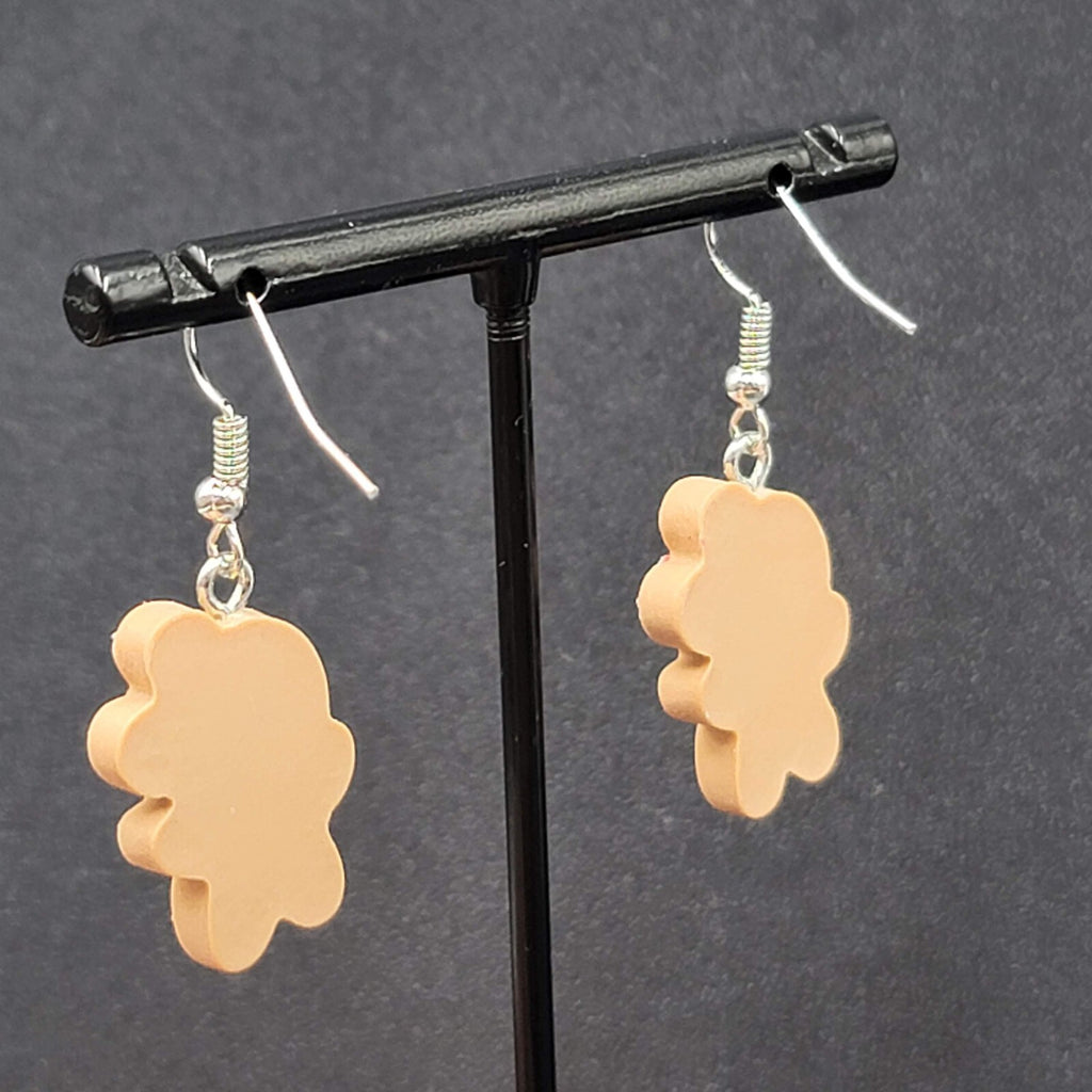 Gingerbread Girl Christmas Pierced Earrings Puffy 3D Dangle 1"