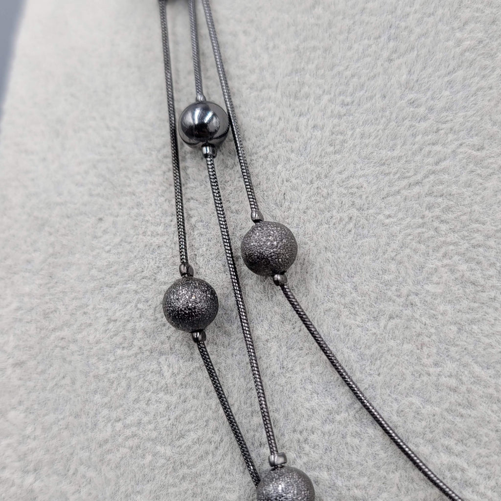 LONG 44 in Black Station Bead Chain Necklace