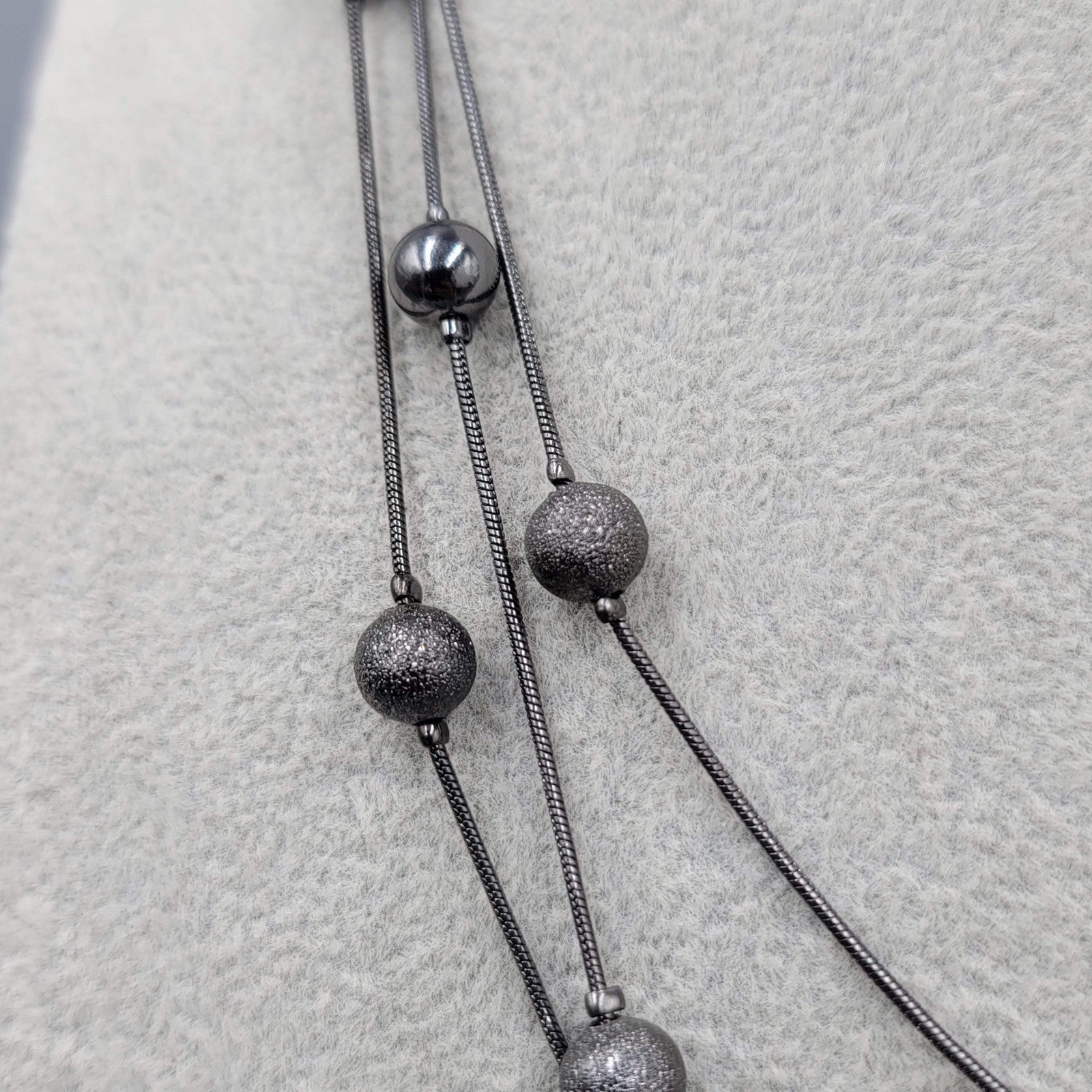 LONG 44 in Black Station Bead Chain Necklace