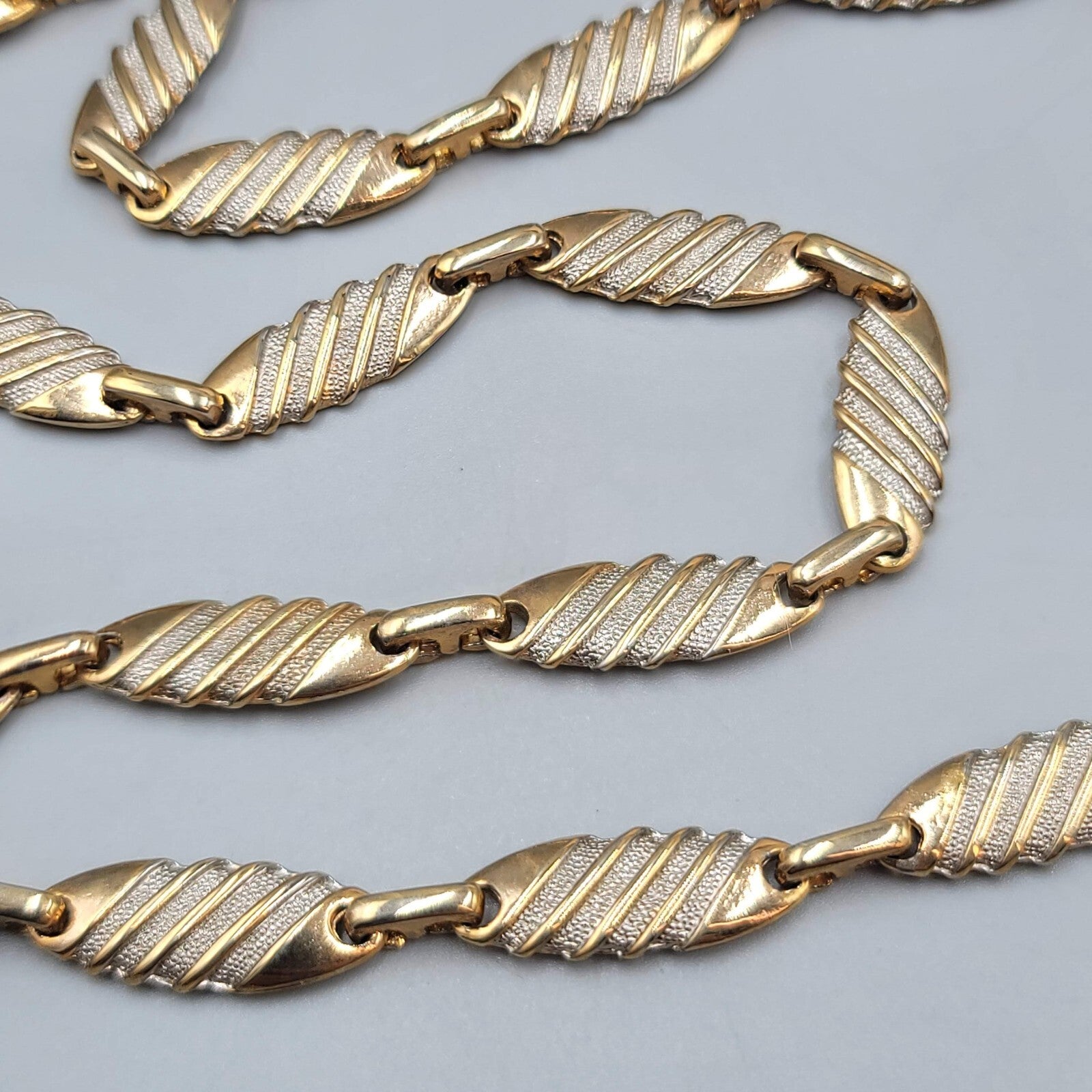 Vintage Bar Chain Necklace Gold Tone Statement 33" Estate Costume Jewelry