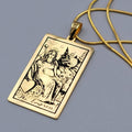 The EMPRESS Tarot Card Pendant Necklace Major Arcana Gold tone 18”.