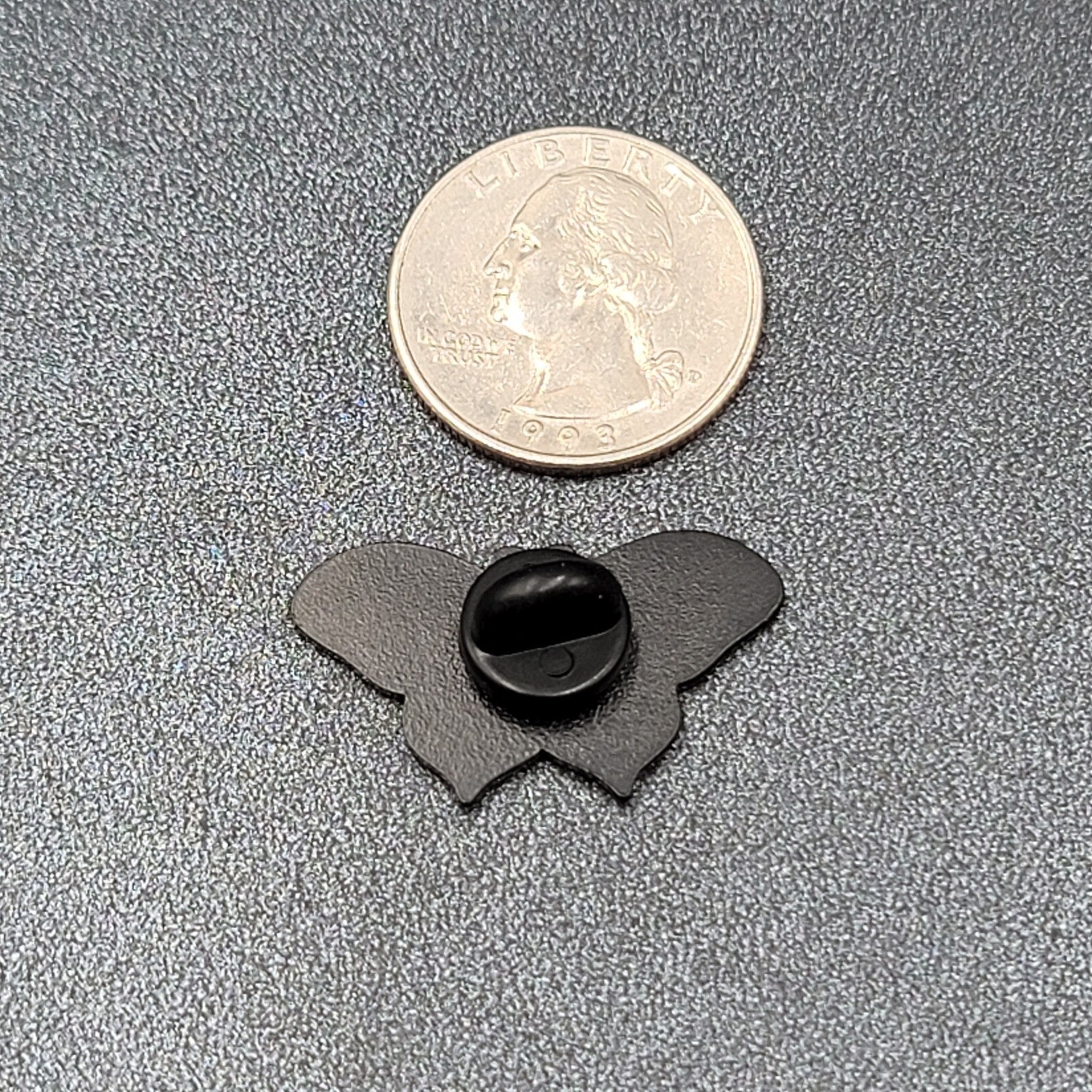 Moth She Her Black Gray Enamel Lapel Hat Pin 1 1/8"
