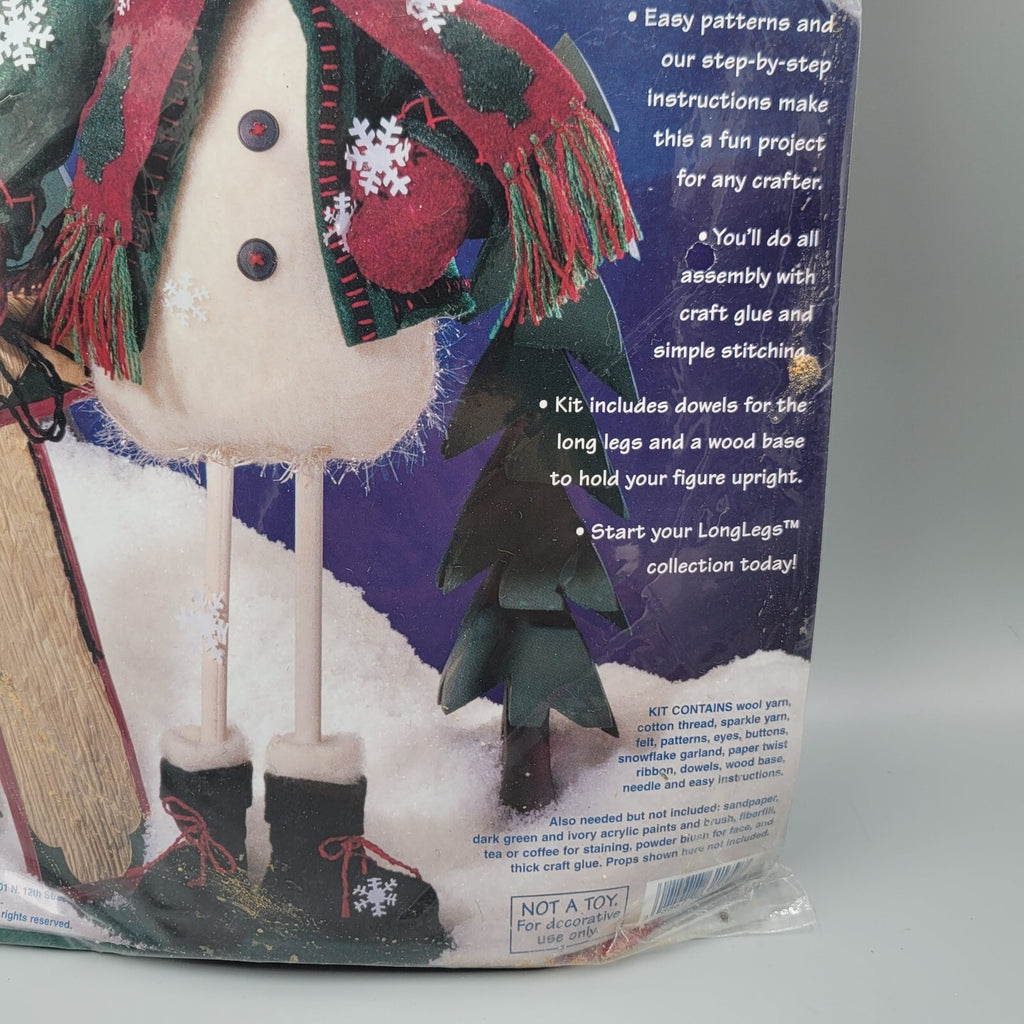 Dimensions Long Legs Felt Kit Bob Sled Snowman 62179 Sealed NOS Vintage
