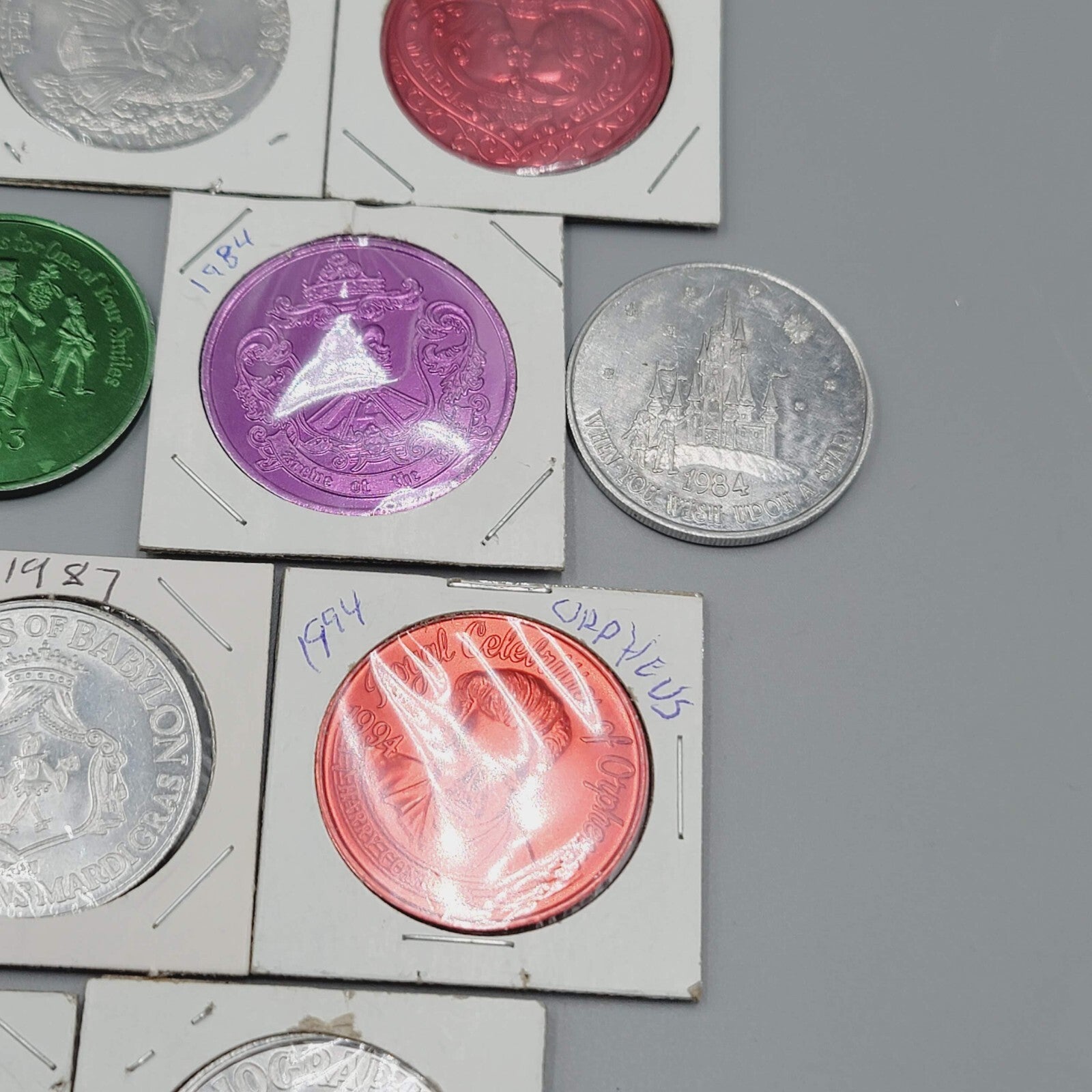Vintage Mardi Gras Doubloons 39 Pcs token Lot Set PGG Charms 1962-2015
