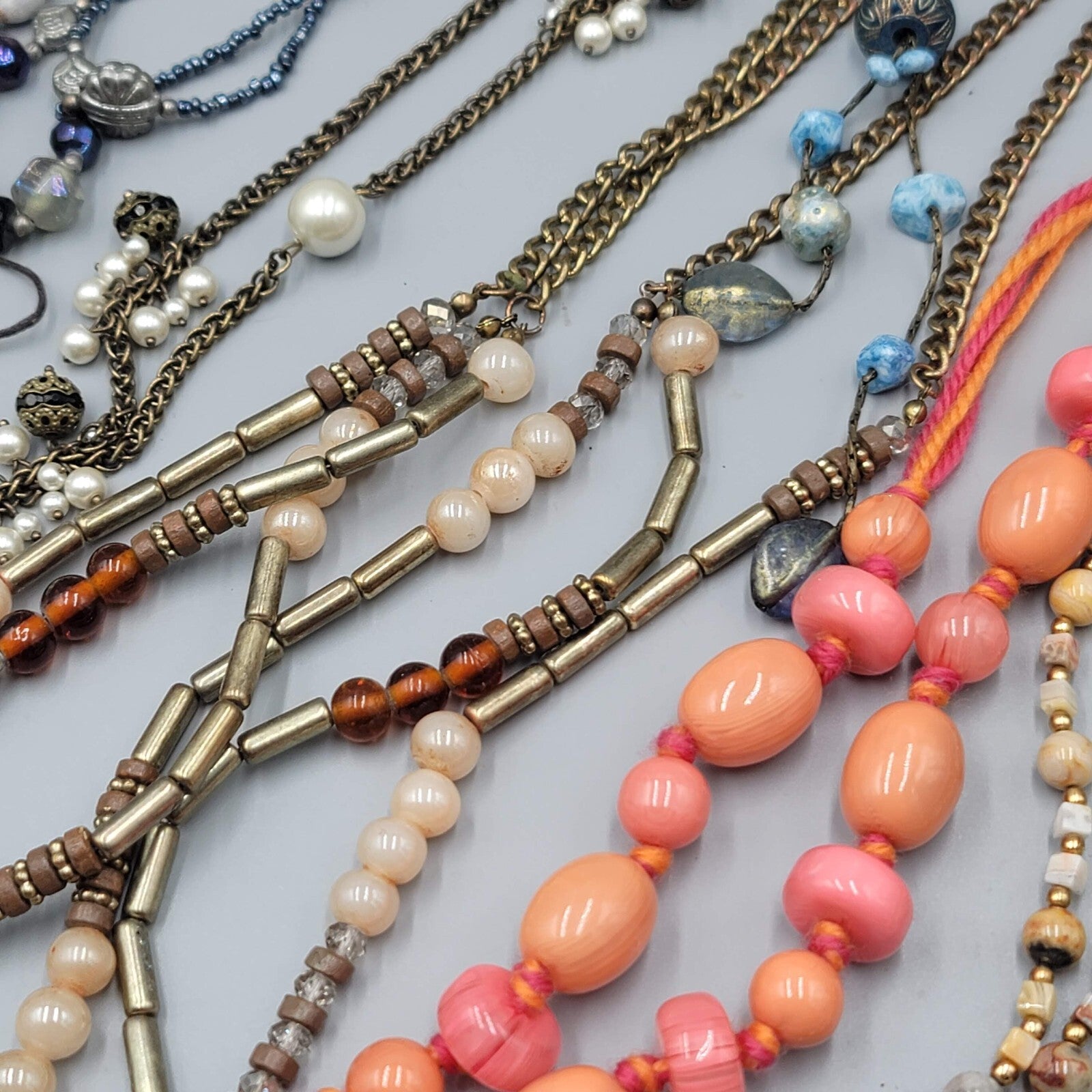 Jewelry Lot Necklace Bracelet Earrings Wood Boho Stone Bead 40 pcs