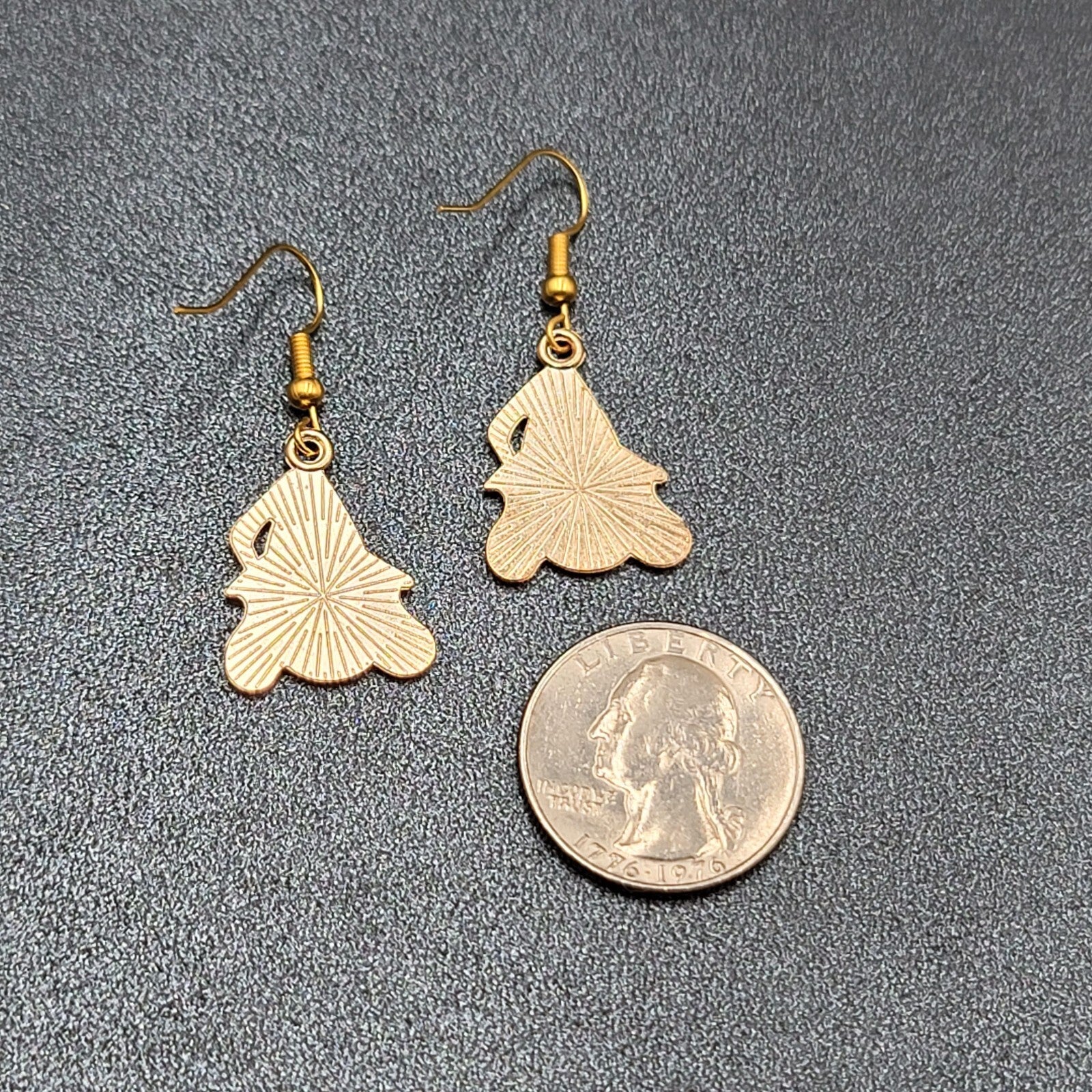 Cute Witch Halloween Pierced Earrings Gold tone Enamel Dangle 1"