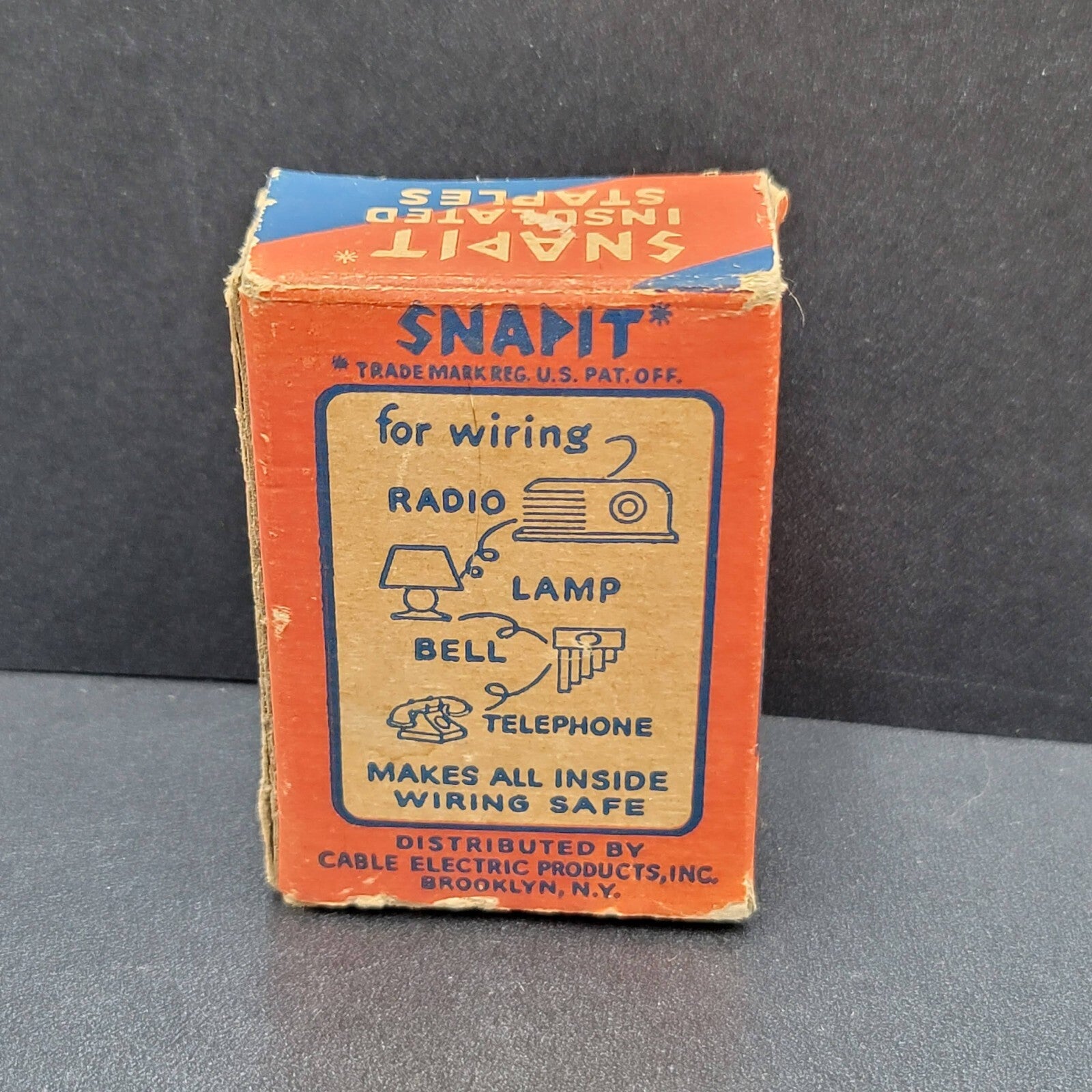 Vintage Mid Century Box of SNAPIT Insulated Staples White