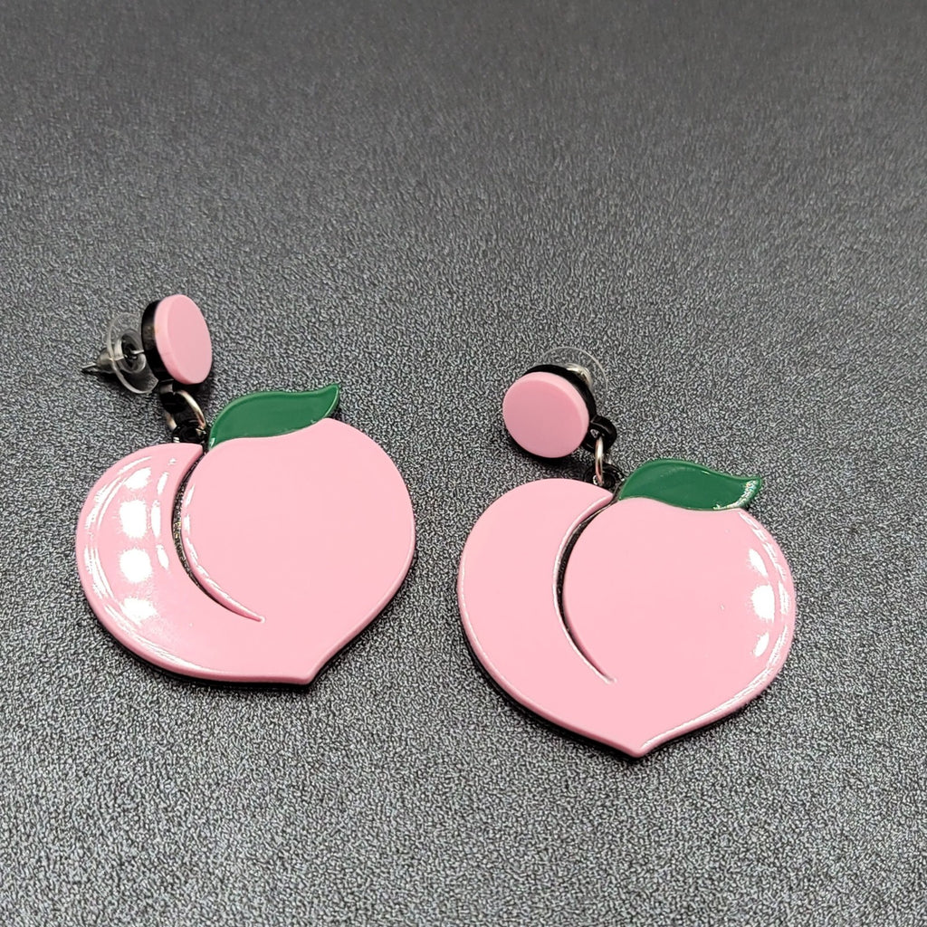 Pierced Earrings Pink Peach Large Statement Acrylic Dangle 2"