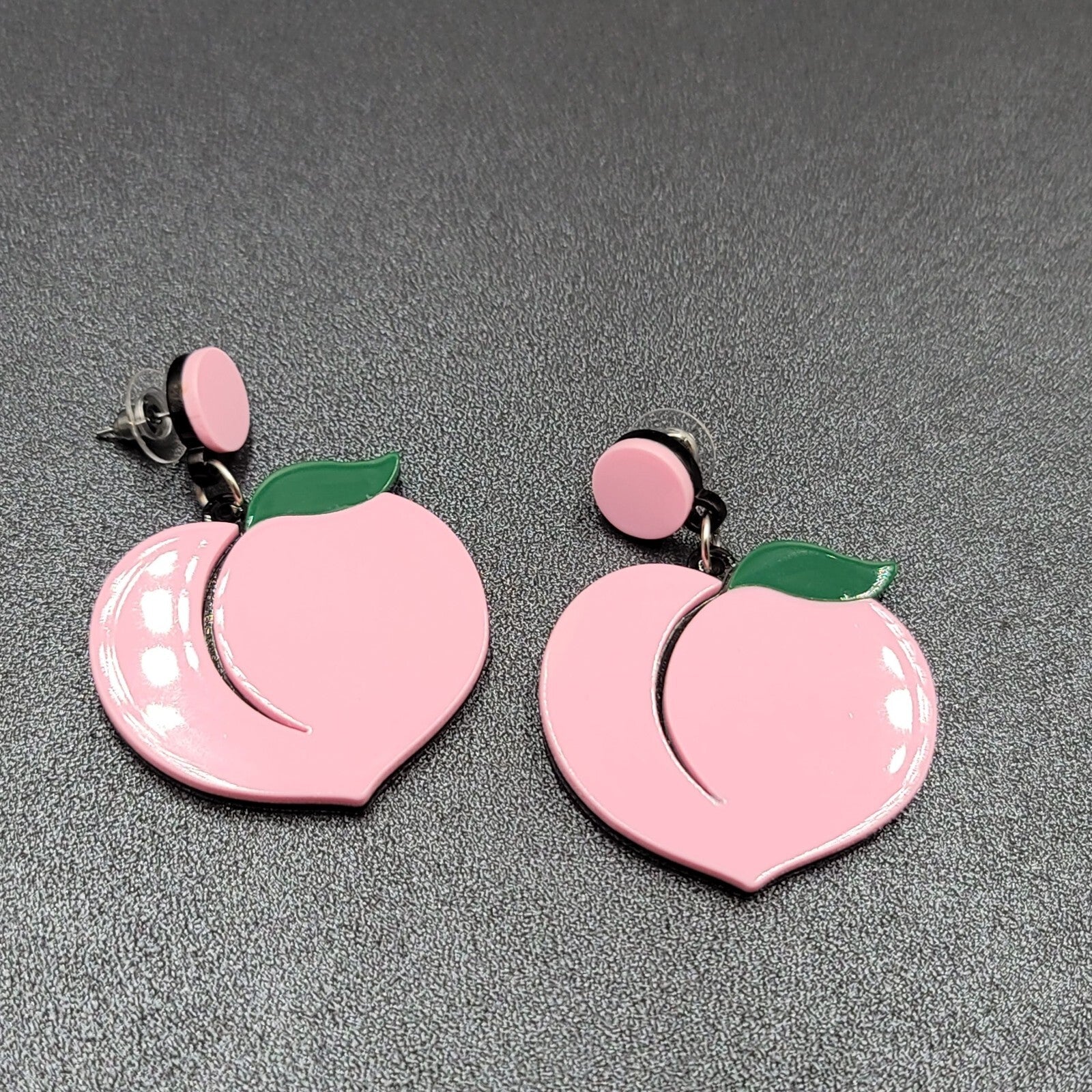 Pierced Earrings Pink Peach Large Statement Acrylic Dangle 2"