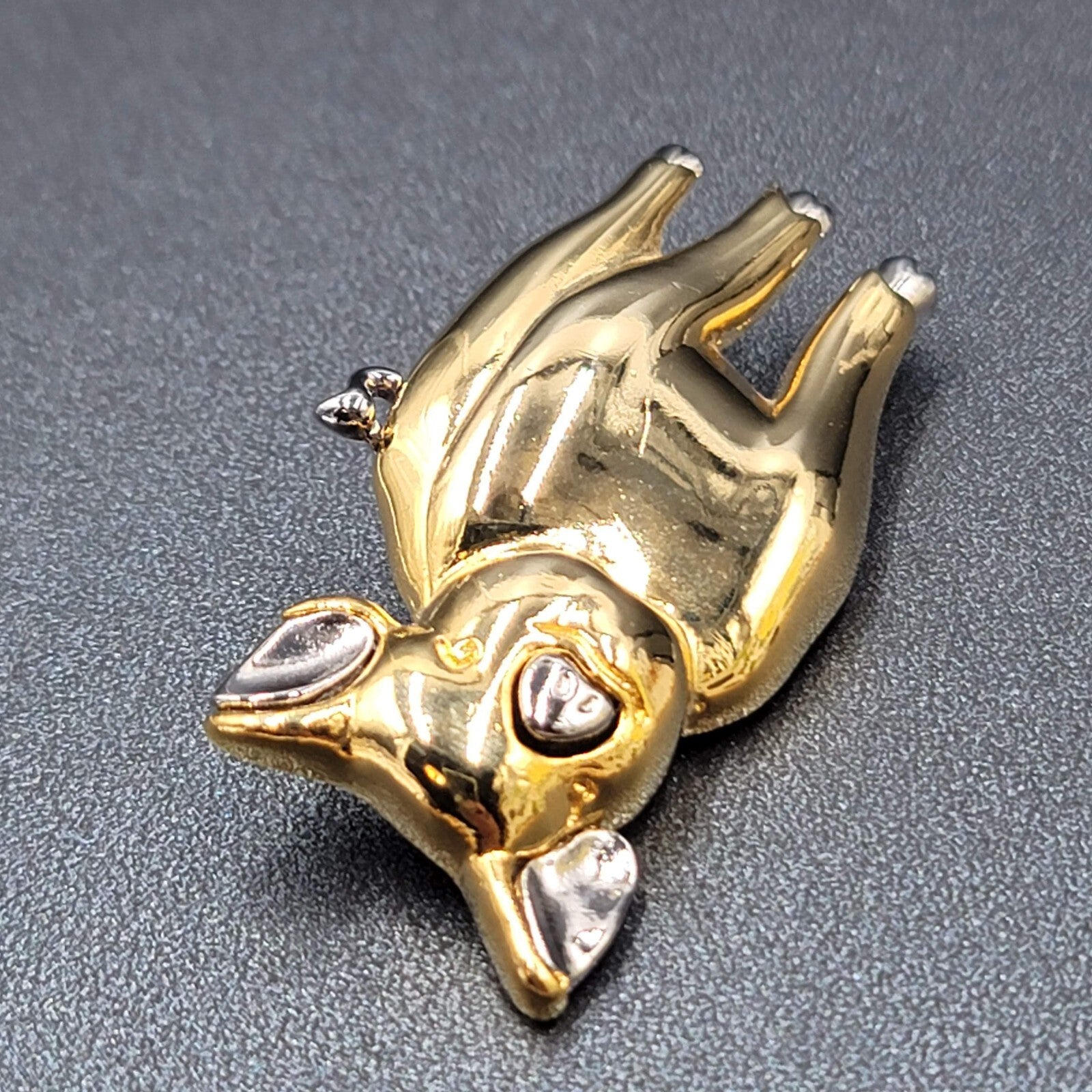 LC Brooch Liz Claiborne PIG Silver and tone Signed Pin 2"