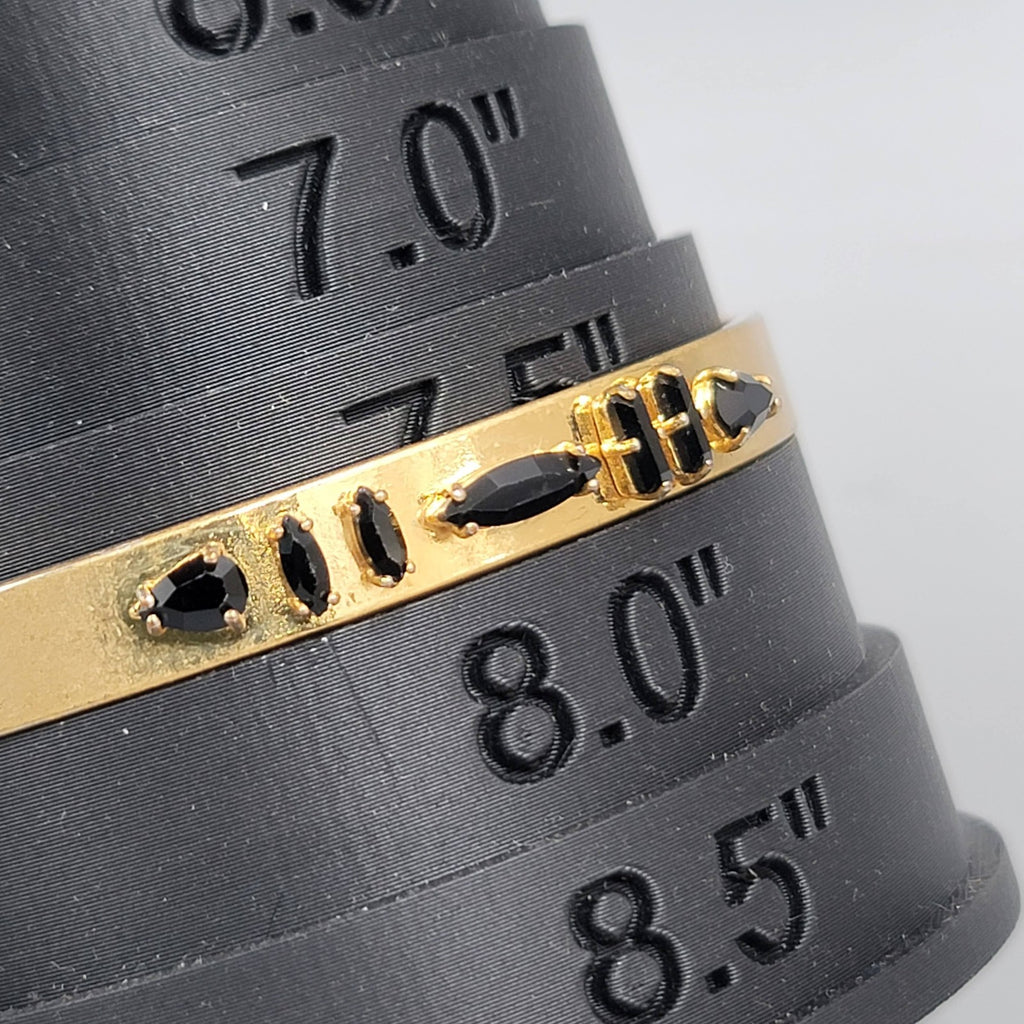 Madewell Gold Tone Black Stone Bangle Bracelet 7.75"