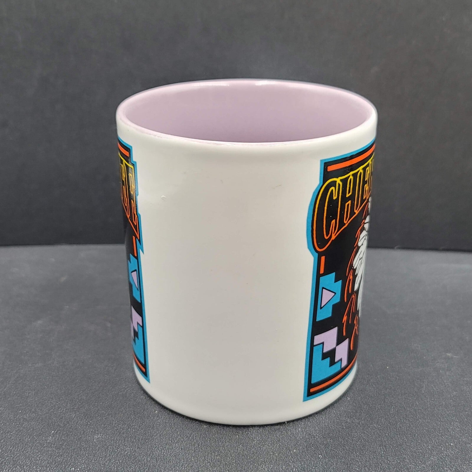 Vintage Cherokee Coffee Mug Souvenir Native American  Purple White