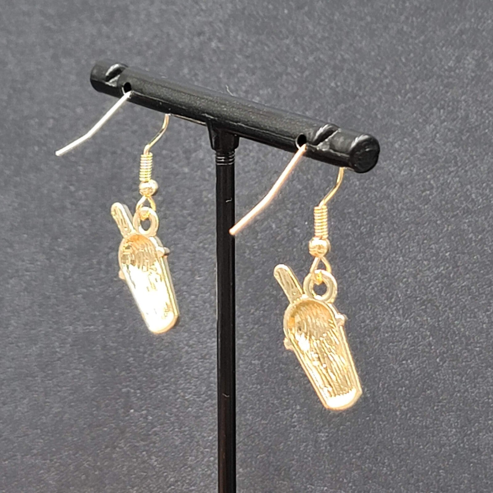 Smoothie Pierced Earrings Shake Coffee Gold tone Dangle Enamel 3/4"