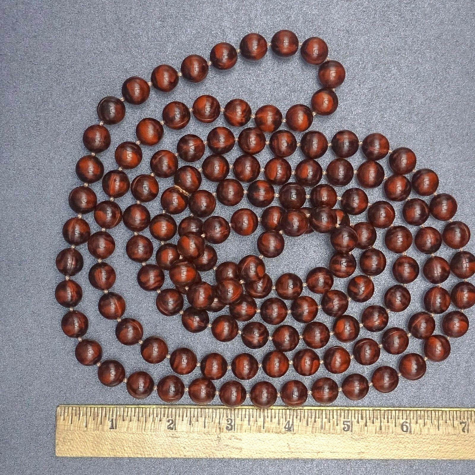 Very Long Wood Colored Plastic Bead 11mm Fashion Necklace 68"