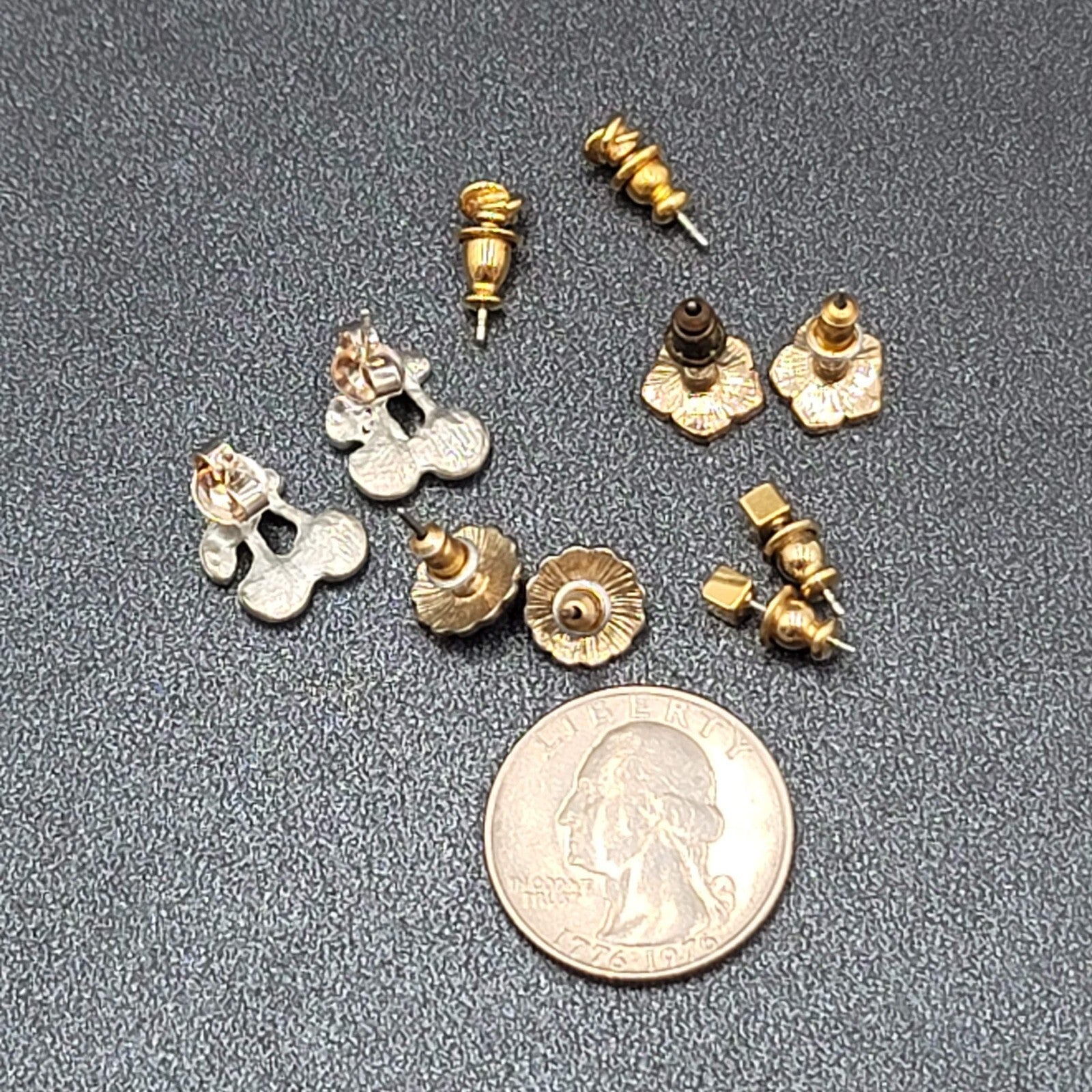 Lot of 5 Pierced Earrings Studs Cherrys Enamel Flowers Rhinestone Gold tone