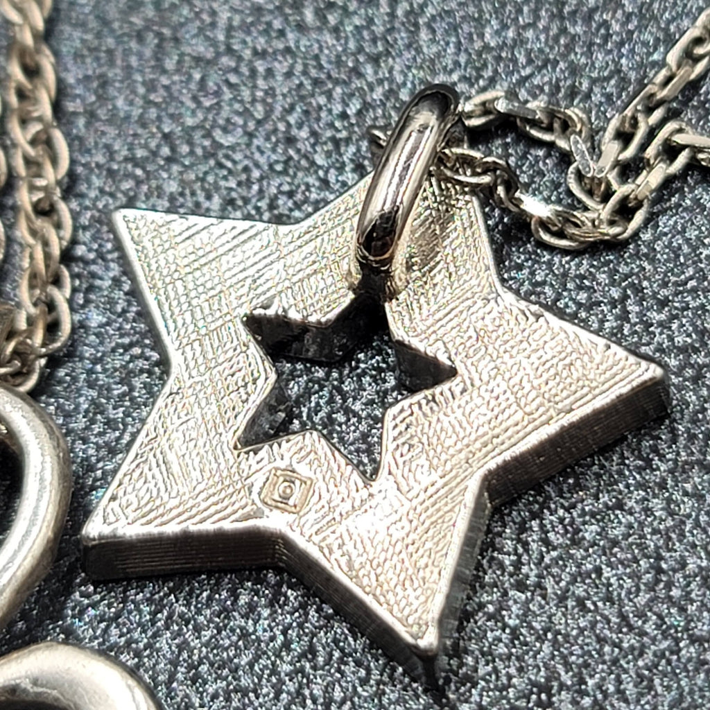 Lot of 4 Costume Crystal Silver tone Jewlery 3 Pendant Necklaces 1 Love Bracelet