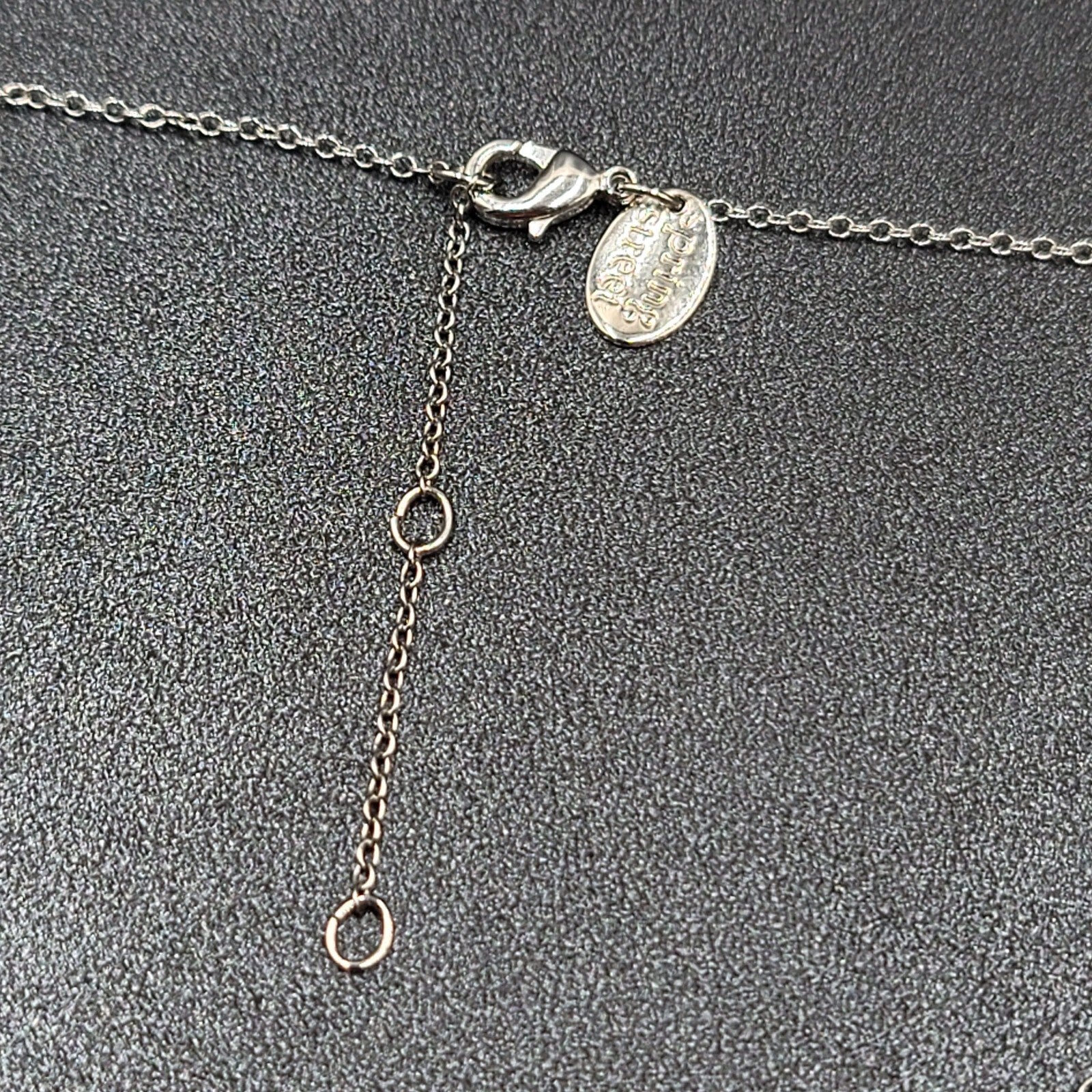 Spring Street Necklace Silver tone Rhinestone Tassel Pendant 16"-18"