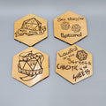 DND Dice Wooden Coaster Set Tabletop RPG Crit Happens Roll With It Natural Gift