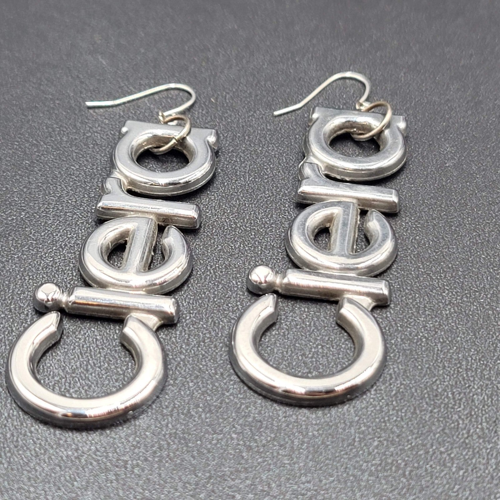 CIERA Pierced Earrings Silver tone Dangle  2.75" Oldsmobile Emblem