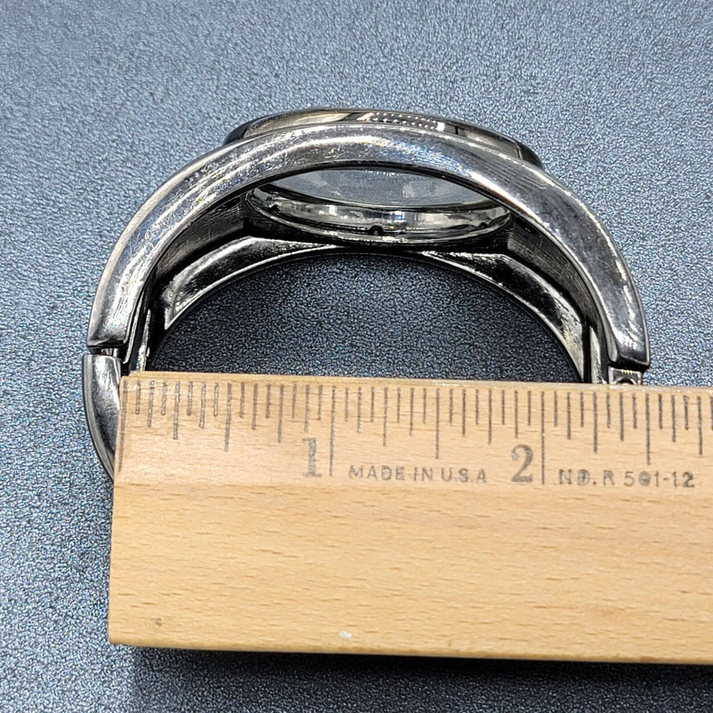 Black Metal Large Clear faceted Acrylic Statement Hinged Cuff Bracelet 