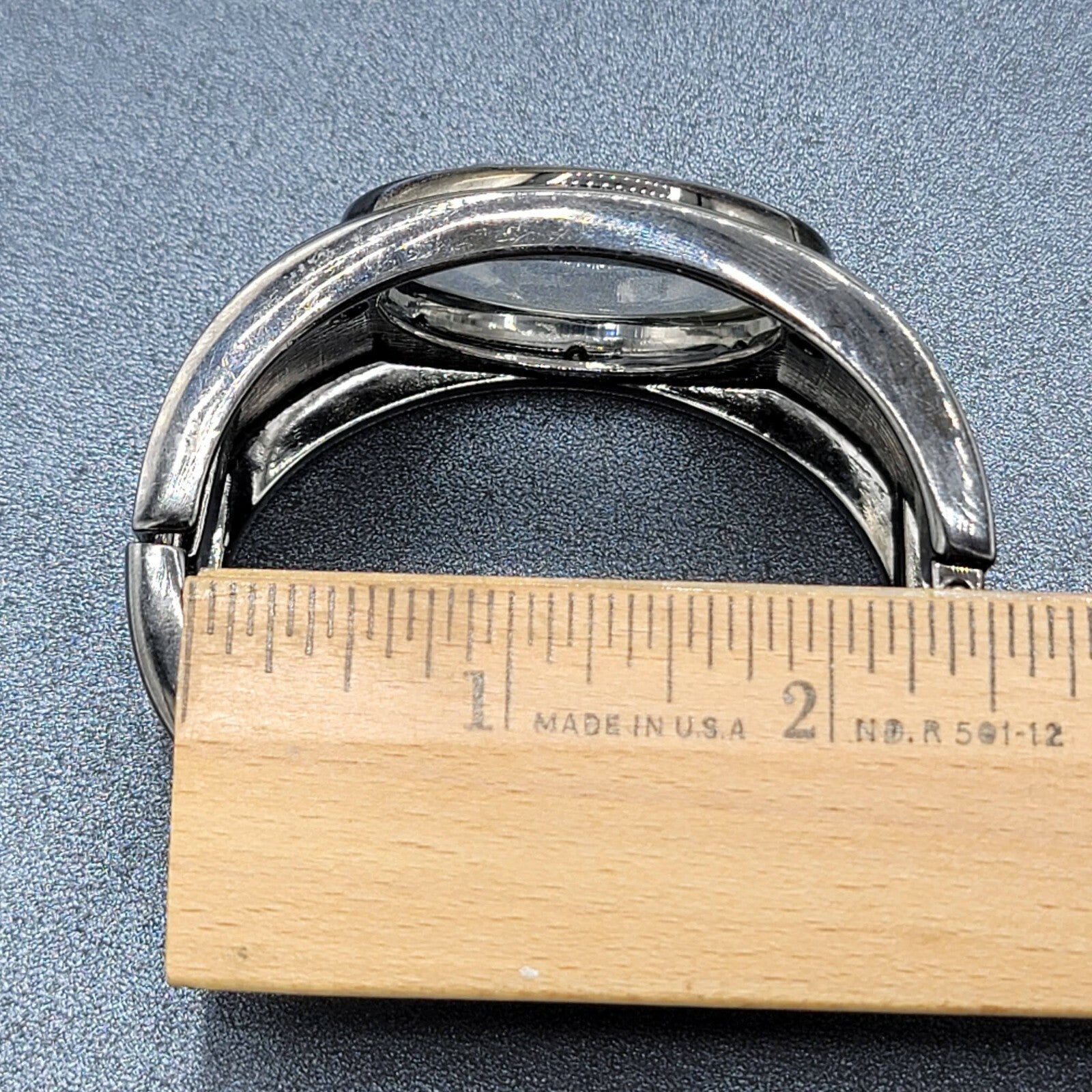 Black Metal Large Clear faceted Acrylic Statement Hinged Cuff Bracelet 
