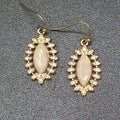 Pierced Earrings Gold tone Acrylic Center Crystal Studded Dangle 1"