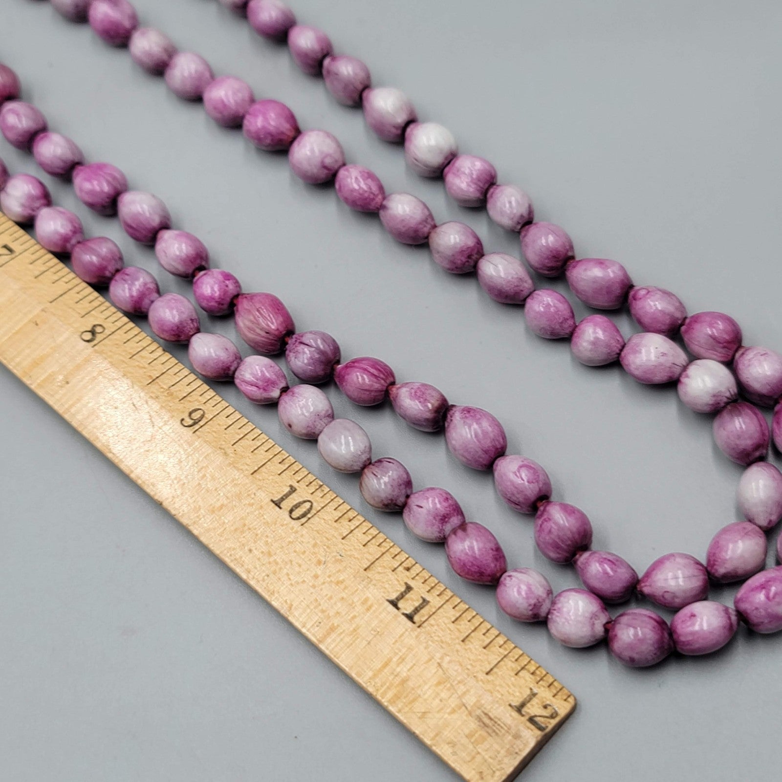 Jobs Tears Seed Beads Dyed Purple Hand Strung 50 in