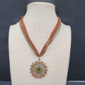 Boho Enamel Pendant Necklace Triple Strand Cord Chain 14"-16" Small
