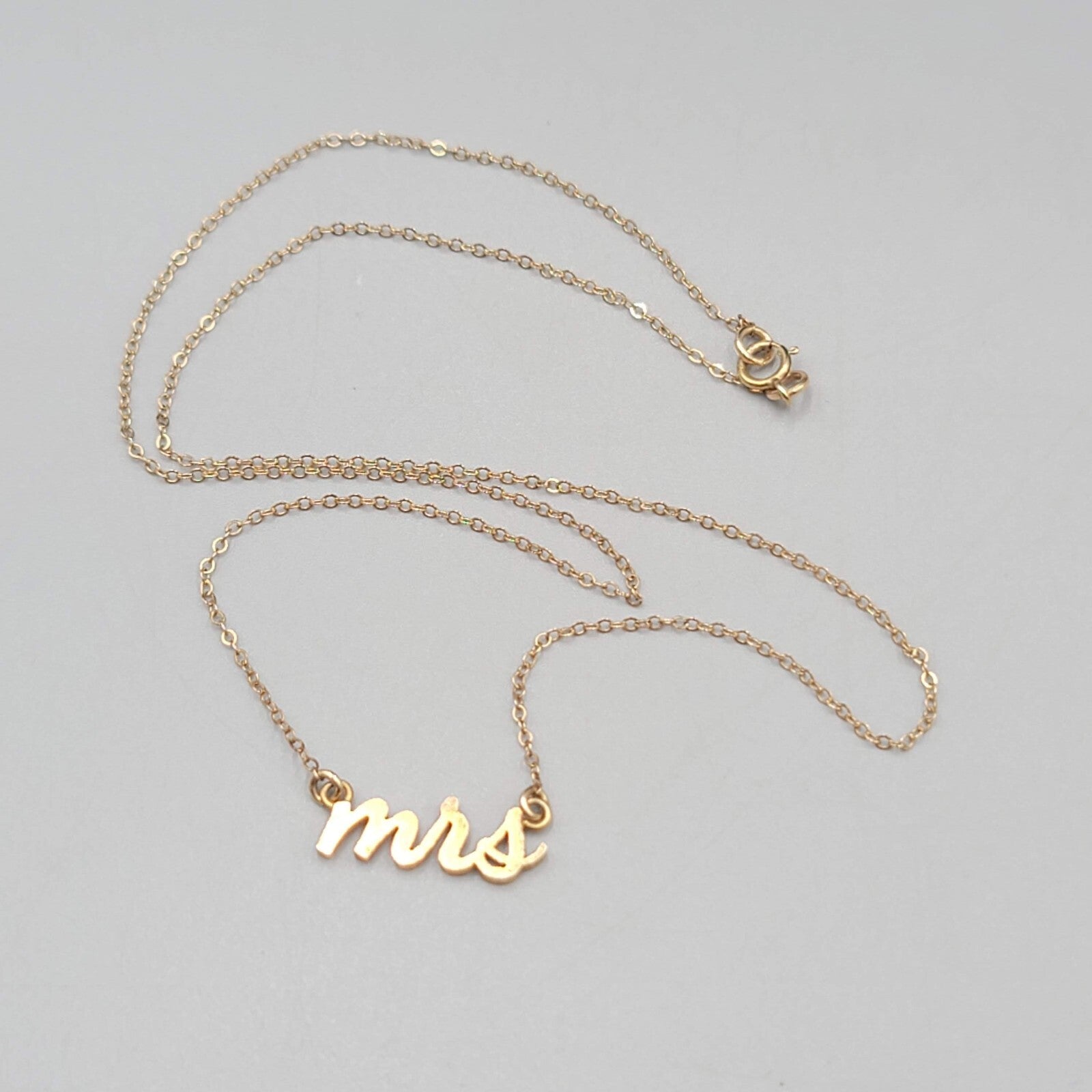 Gold Filled MRS Necklace Wedding Bride Engaged Fiancee 17" 925