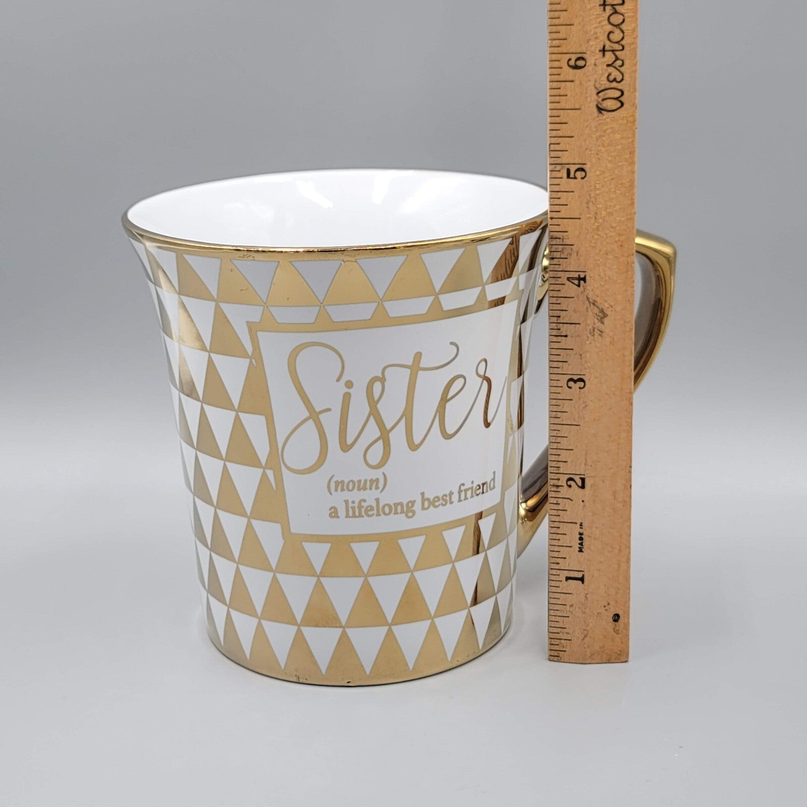 SISTER a Lifelong friend Coffee Mug White and Gold Bebe Large Size