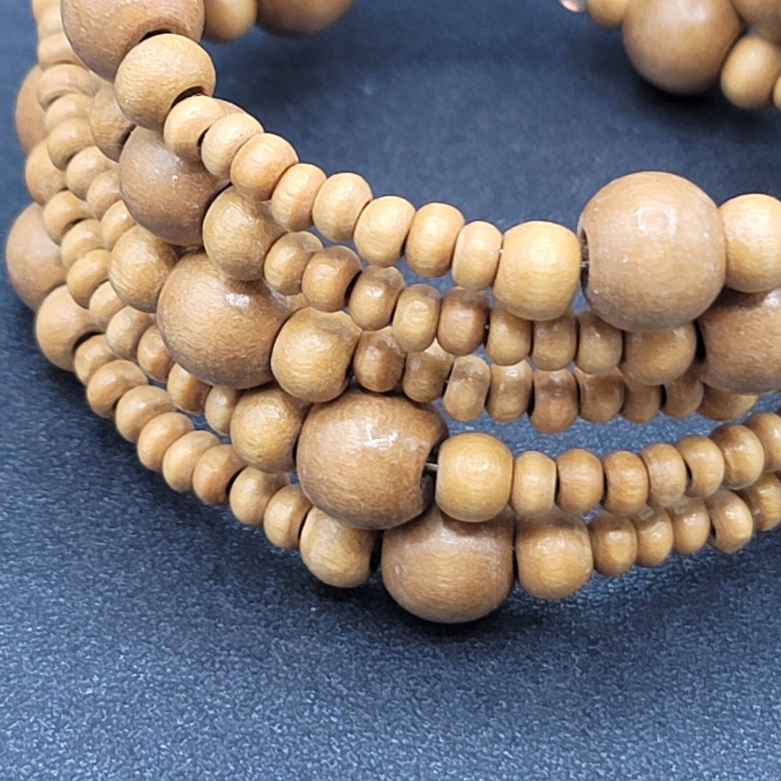 Memory Wire Bracelet Wood Beads Wrap Boho Summer