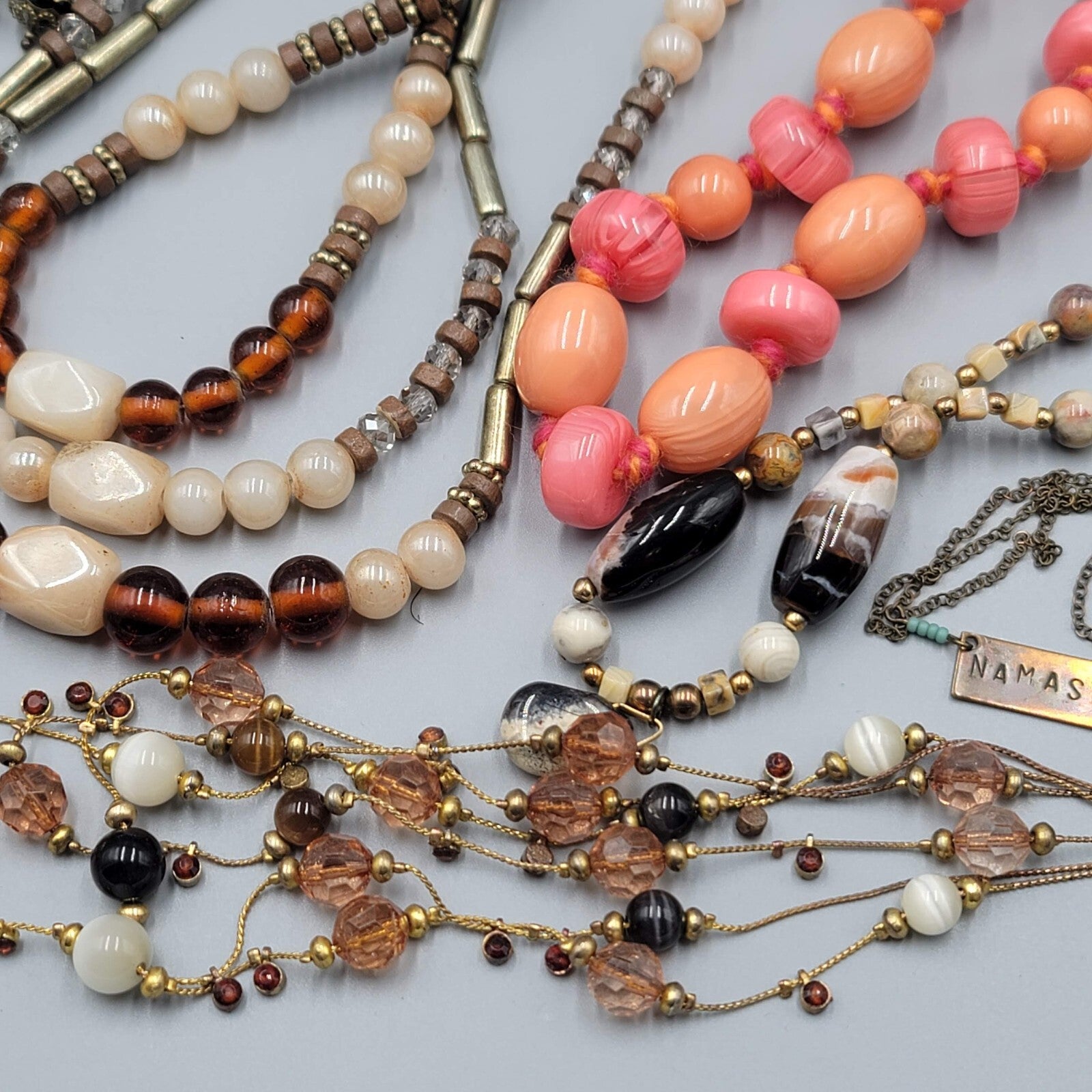 Jewelry Lot Necklace Bracelet Earrings Wood Boho Stone Bead 40 pcs