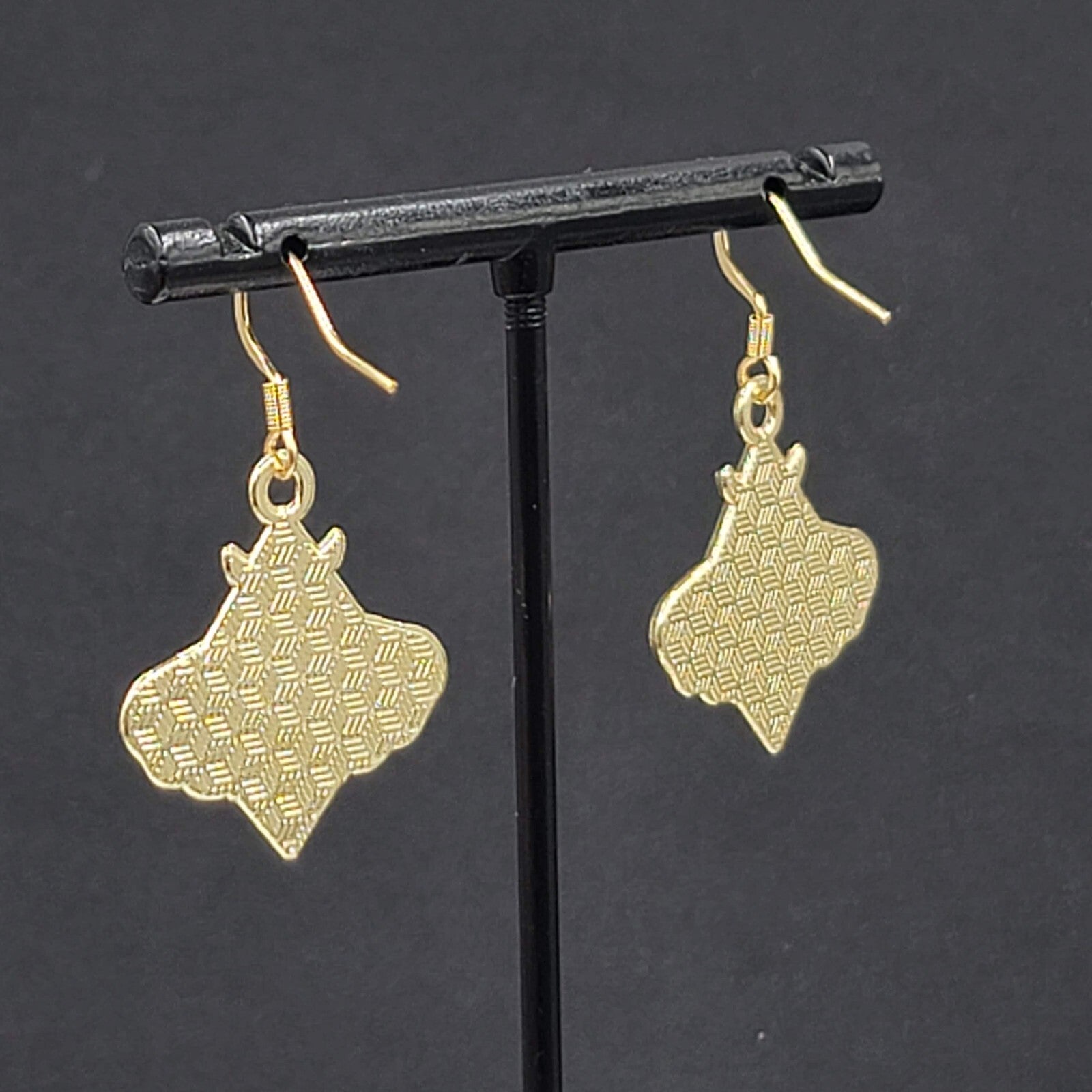 White Moth Pink Enamel Pierced Earrings Gold tone Dangle Butterfly 1"