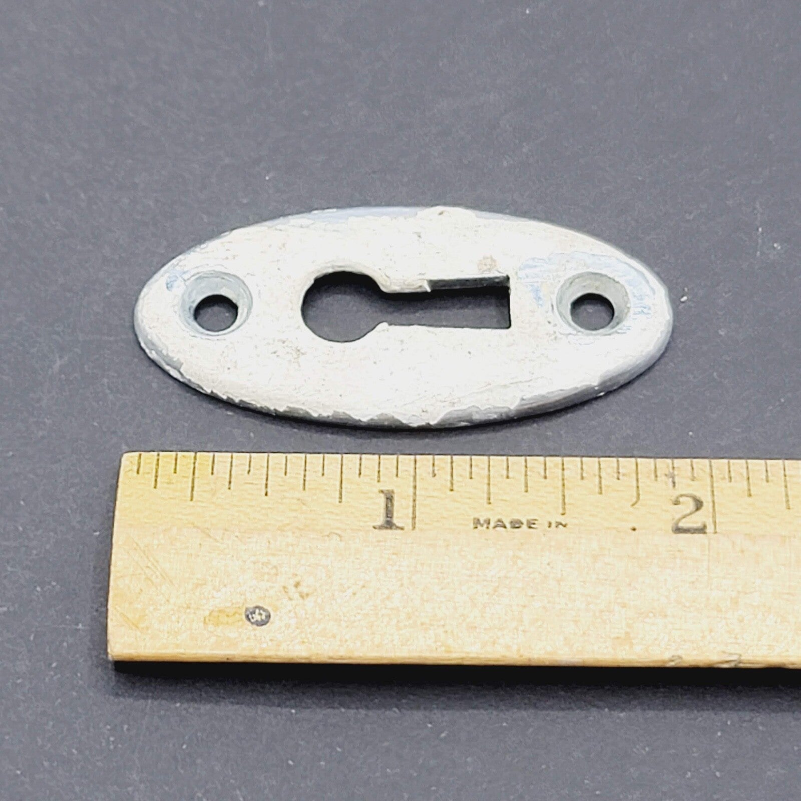 SINGLE Vintage Painted Skeleton Key hole Escutcheon  Salvage 1 7/8" x 7/8"