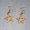 New Nautical STAR Pierced Earrings Bronze tone Dangle 1"