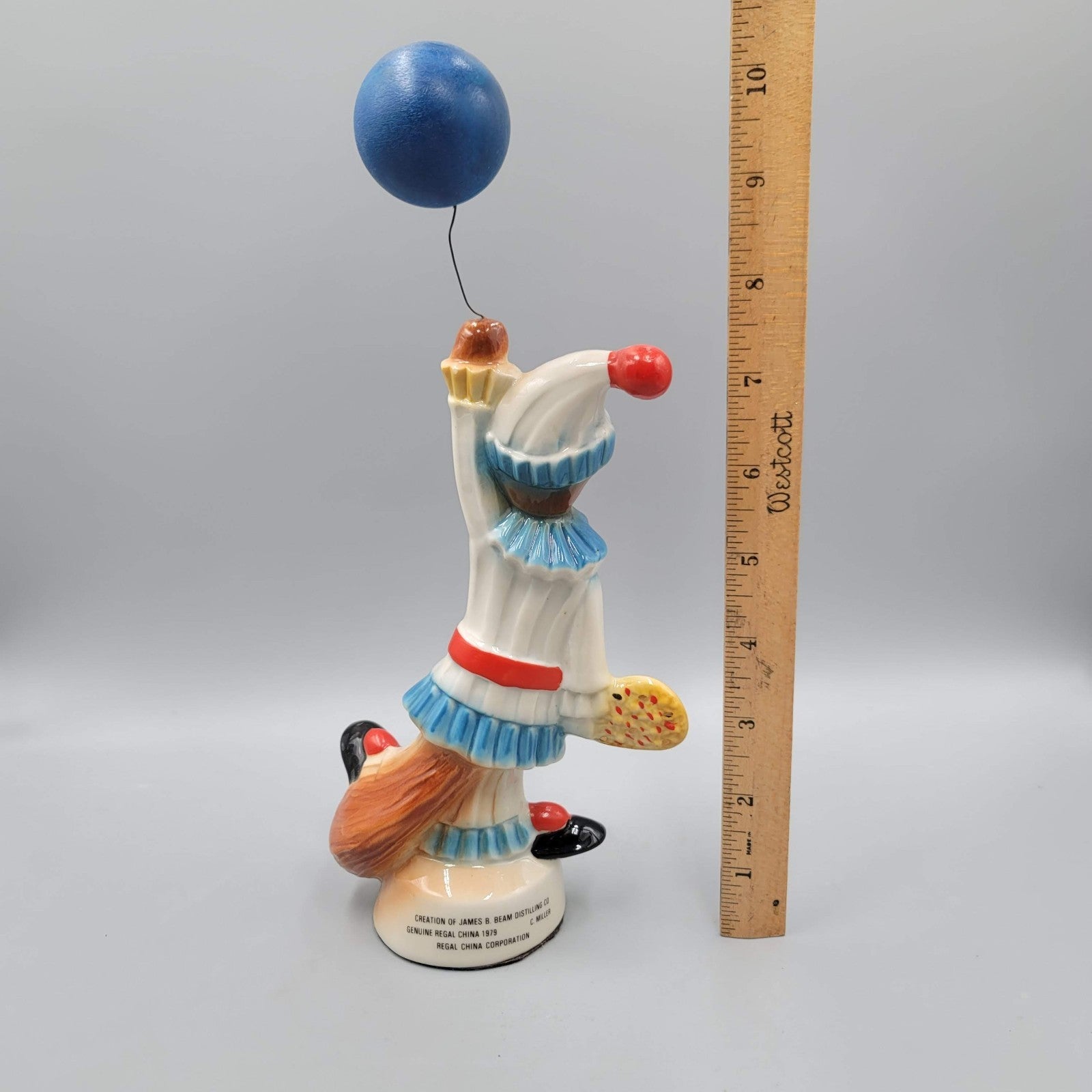 VtgJim Beam Regal China Clown Blue Balloon Decanter 1980 NE Beam Club Foxie