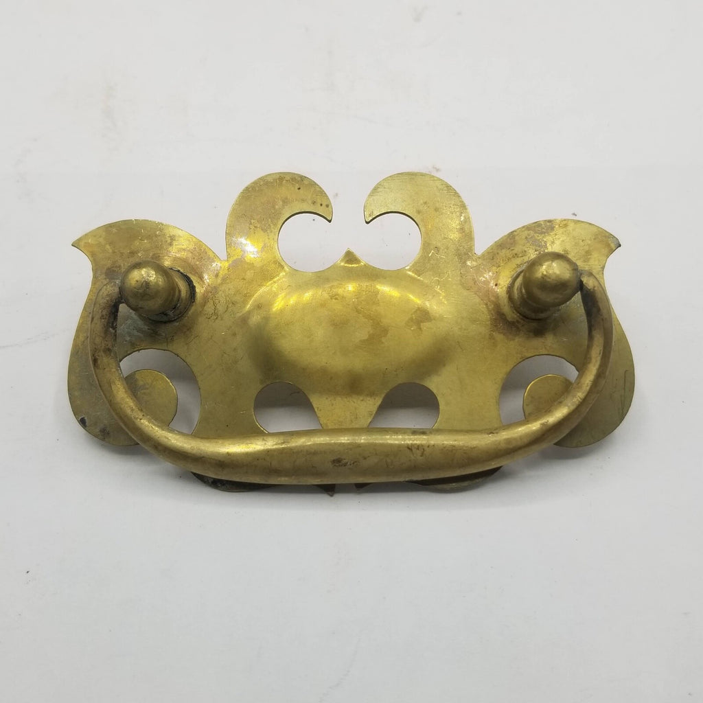Lot of 4 Vtg Gold Metal Batwing Chippendale Style Drop Bail Drawer Pulls