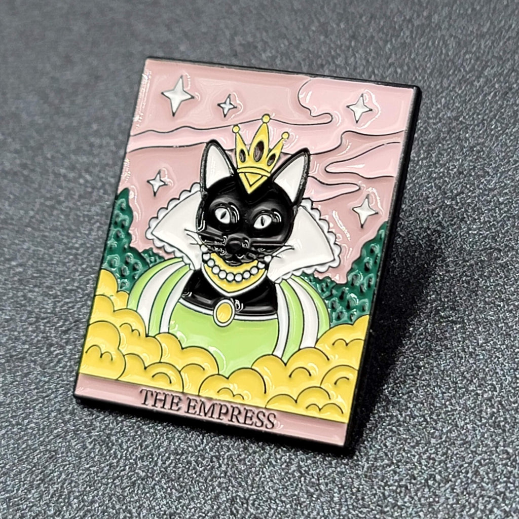 The Empress Tarot Card Black Cat Enamel Lapel Hat Pin 1 1/8"