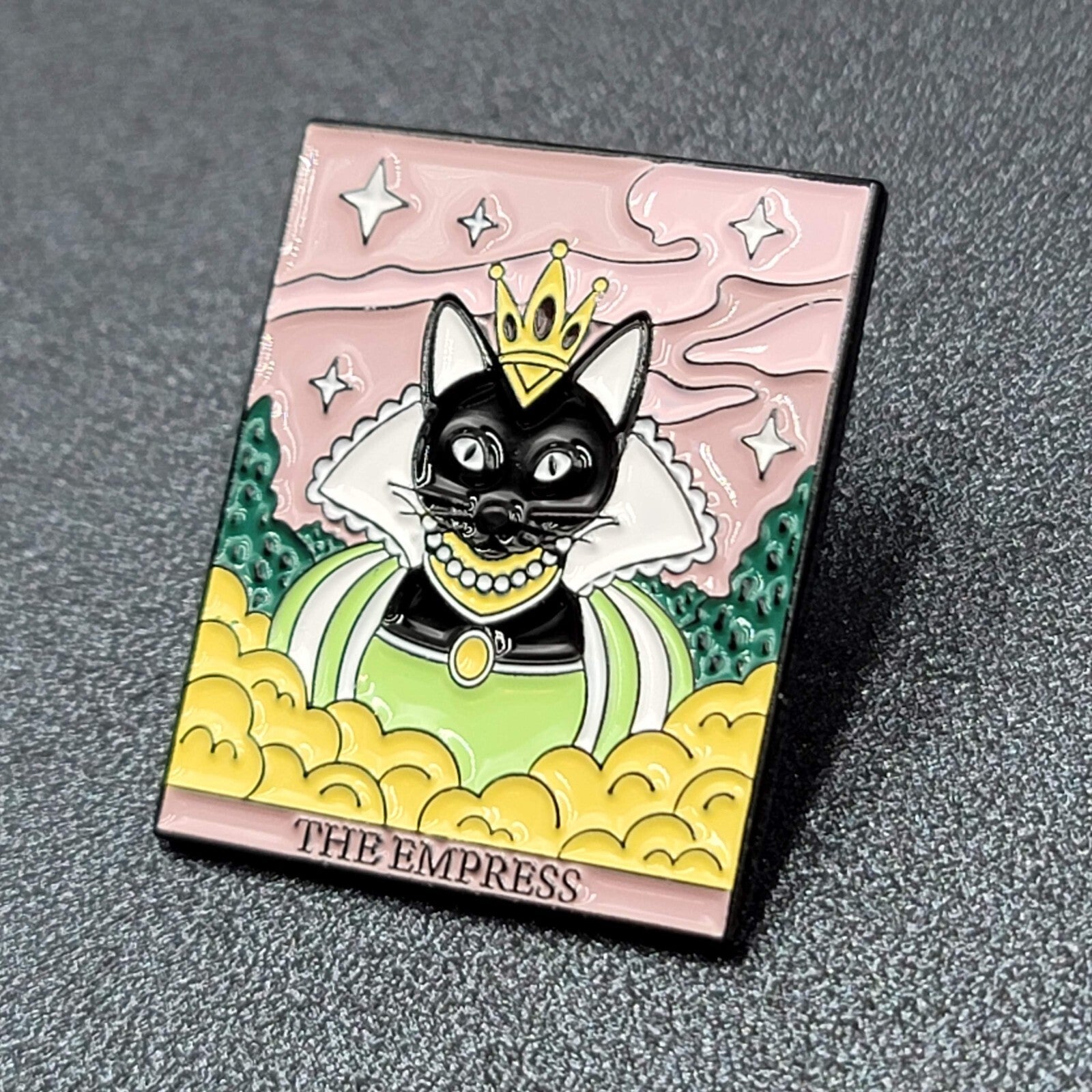 The Empress Tarot Card Black Cat Enamel Lapel Hat Pin 1 1/8"