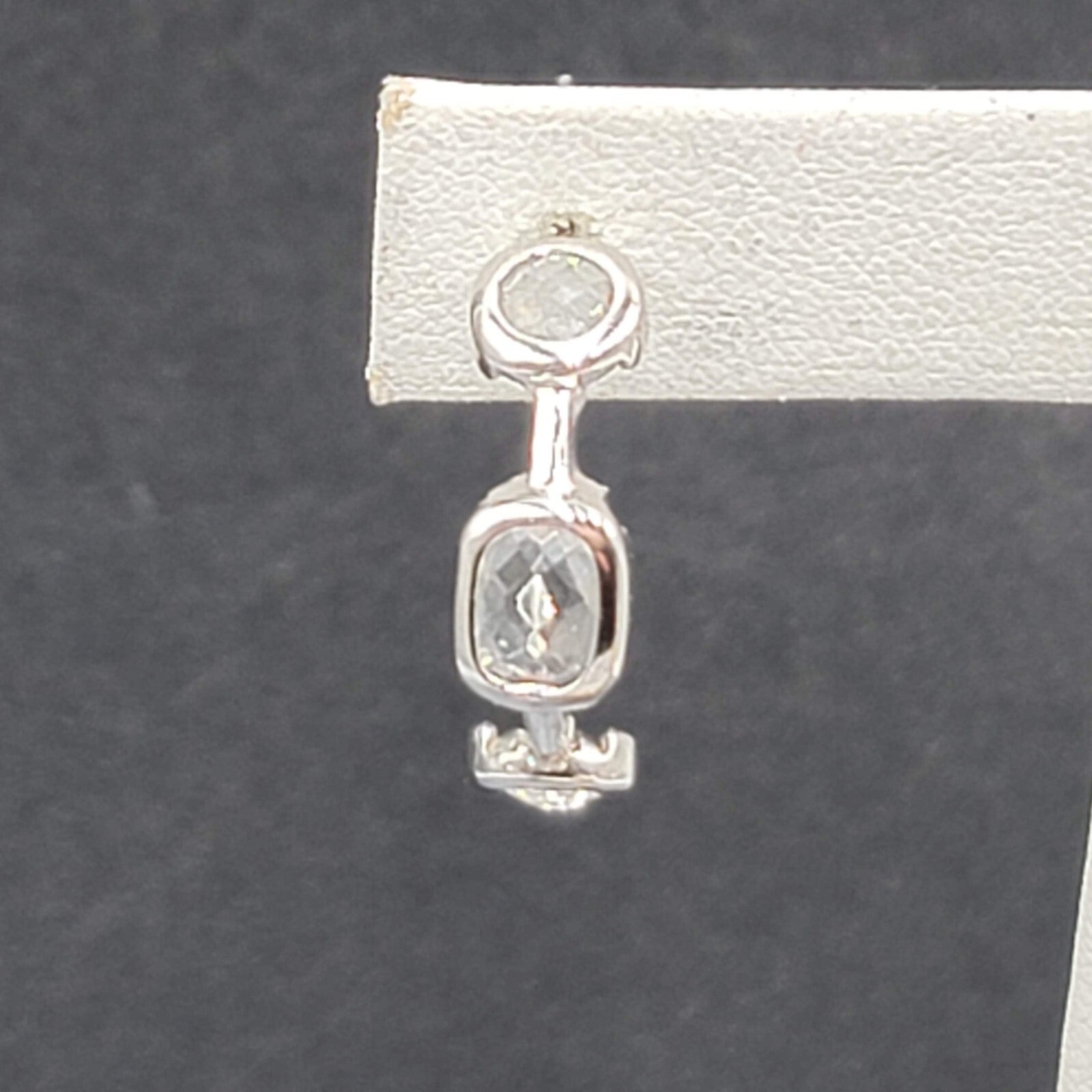 Pierced Earrings Silver Plated Crystal Hoops Dangle 1"