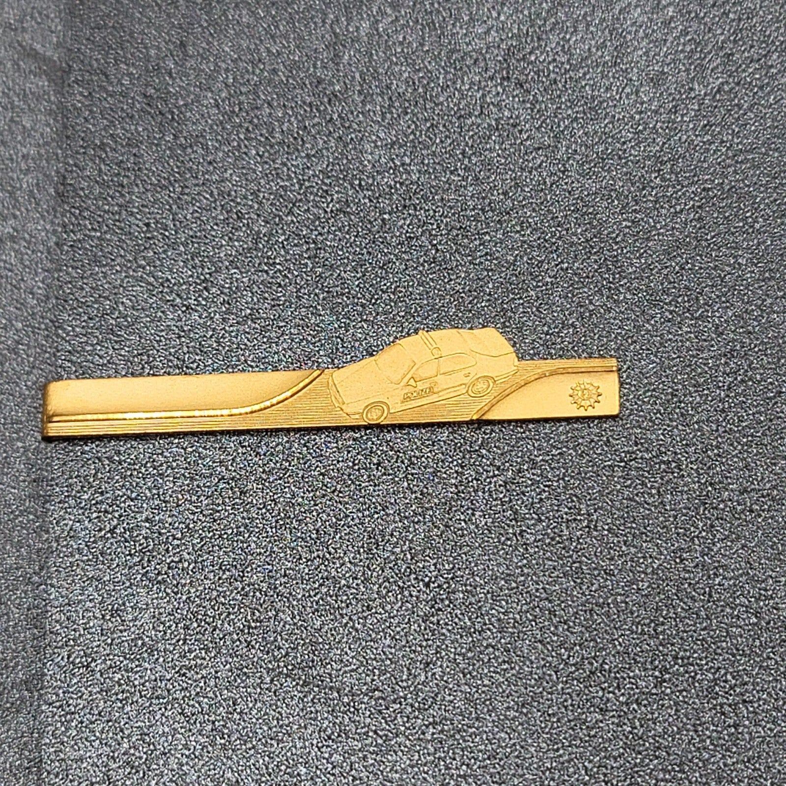 Vintage Sporrong Polizei Police Car Tie Clip Bar Gold Plated 2 5/8"