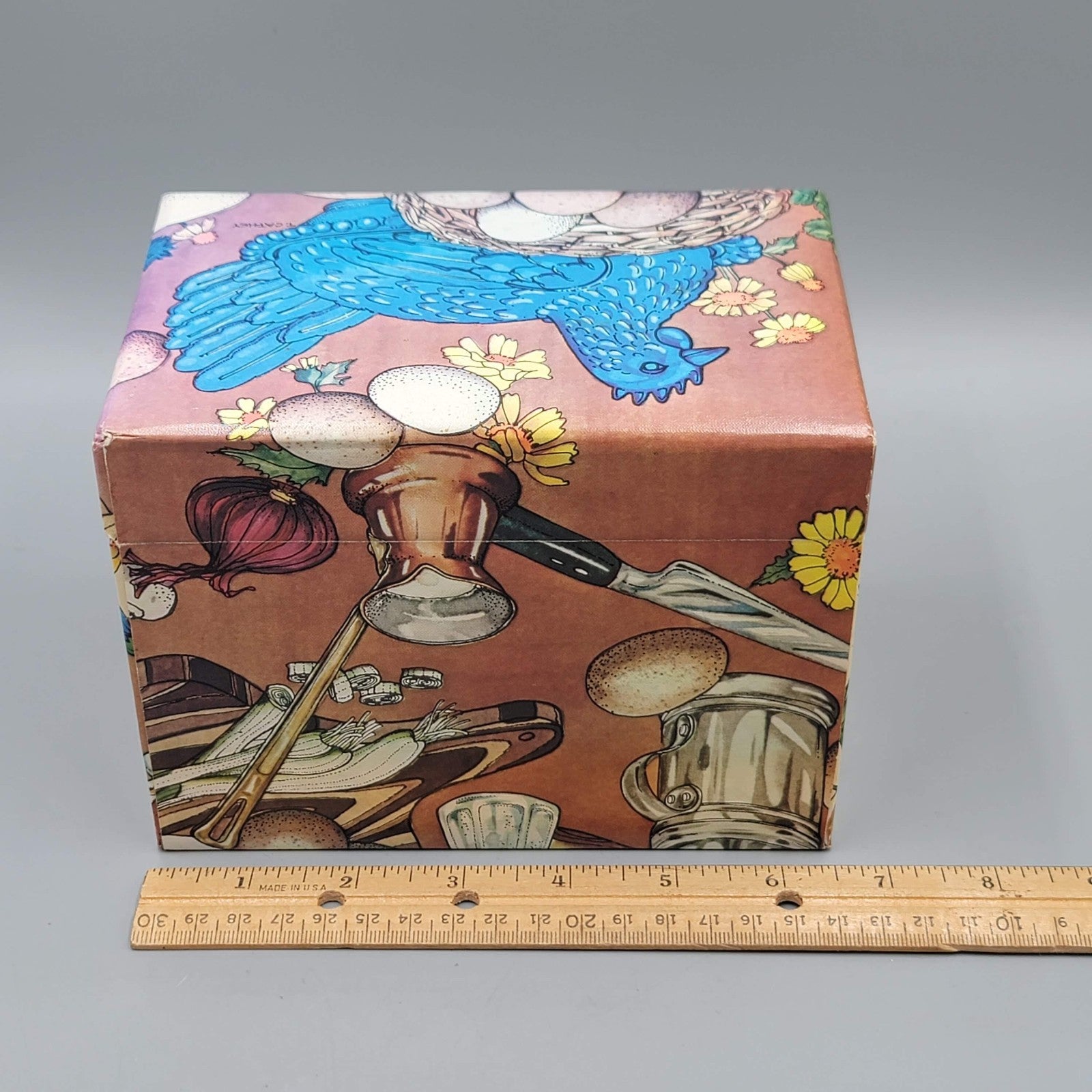 Vintage Index Card Recipe Box w Dividers Chicken Eggs T Cathey