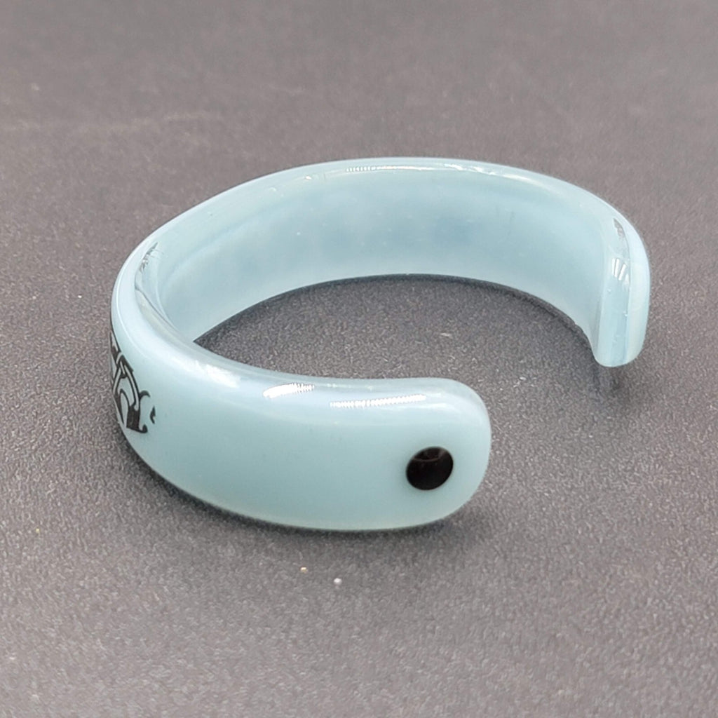 Solid GLASS CUFF Bracelet Blue Black Sea Creature Design