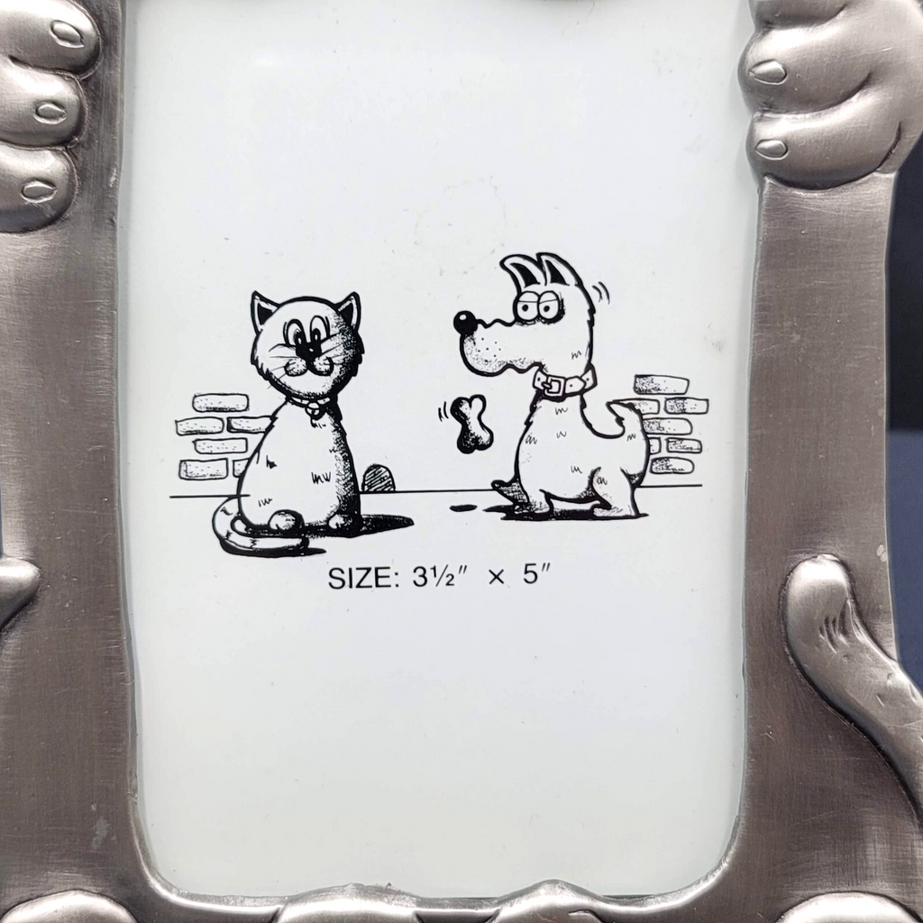 Molded Metal Pet Photo Picture Frame Puppy Dog Kitty Cat 3 1/2" x 5"